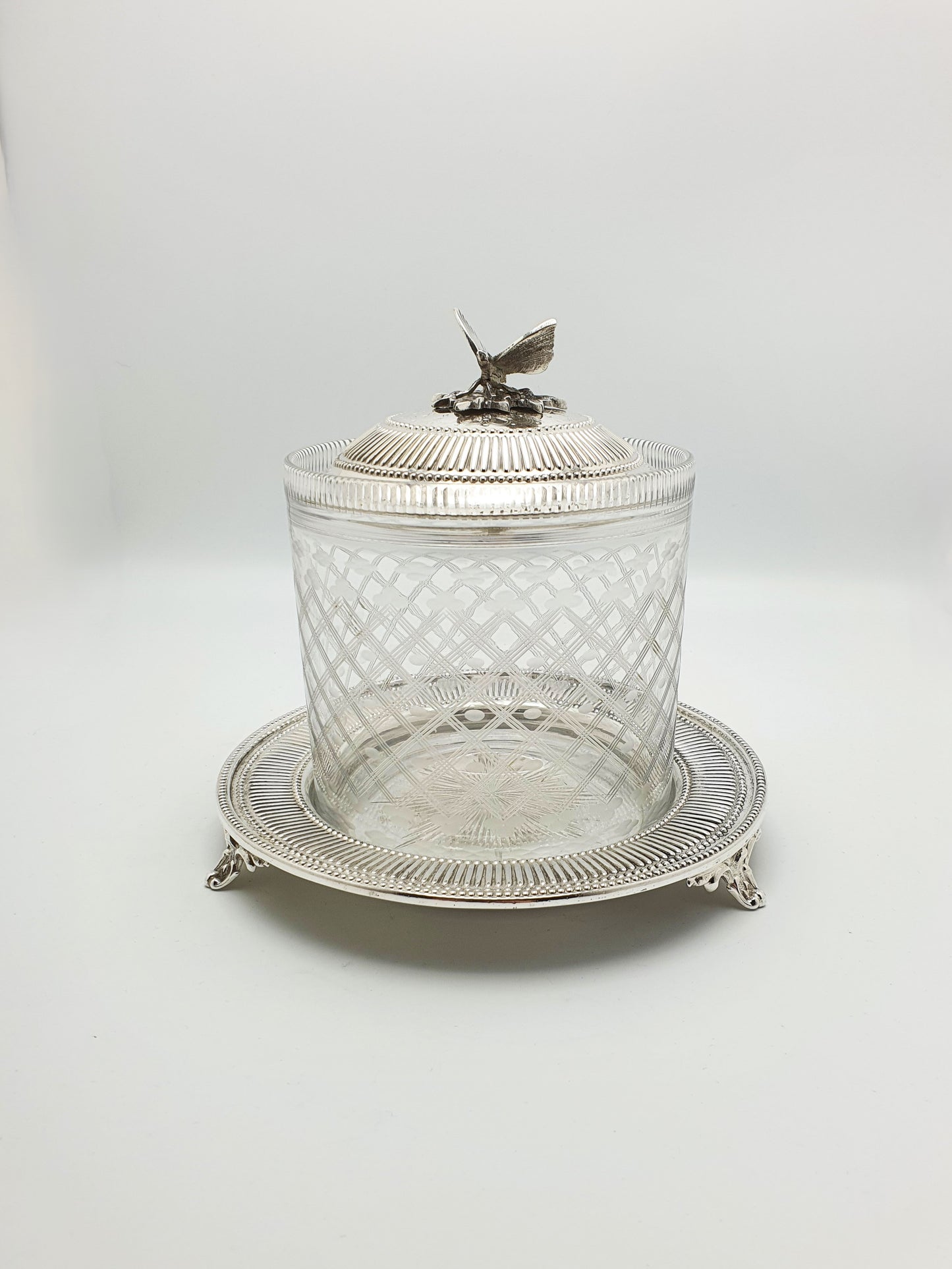 Antique Victorian Cut Glass and Silver-Plated Biscuit Box/Cookie Jar – circa 1880