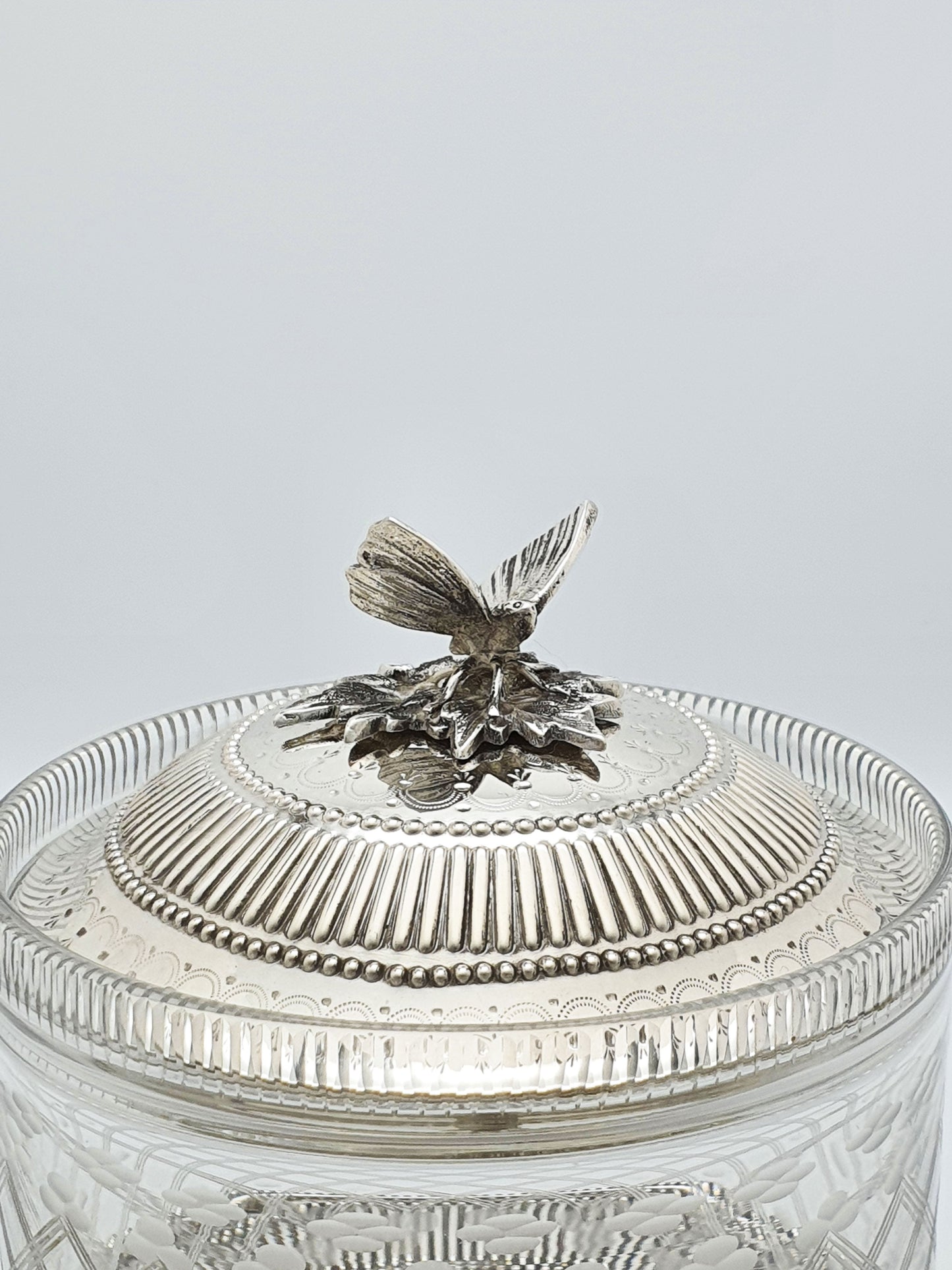 Antique Victorian Cut Glass and Silver-Plated Biscuit Box/Cookie Jar – circa 1880