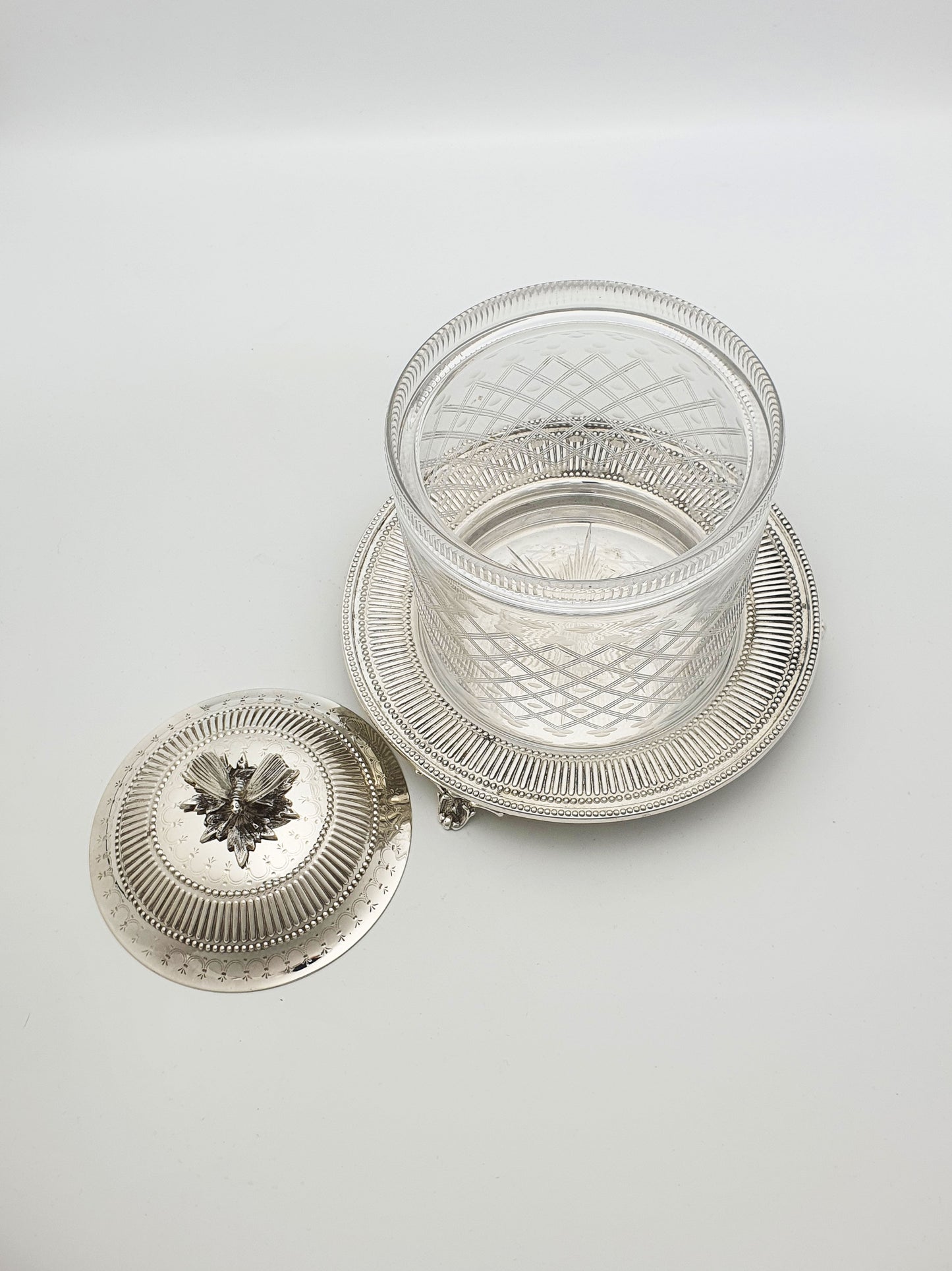 Antique Victorian Cut Glass and Silver-Plated Biscuit Box/Cookie Jar – circa 1880