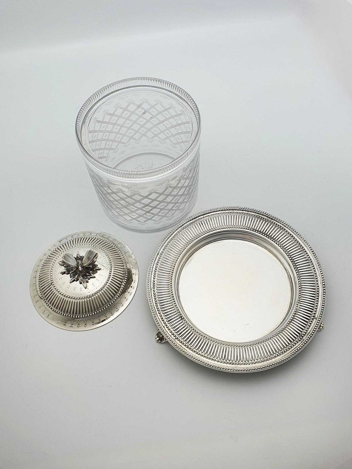 Antique Victorian Cut Glass and Silver-Plated Biscuit Box/Cookie Jar – circa 1880