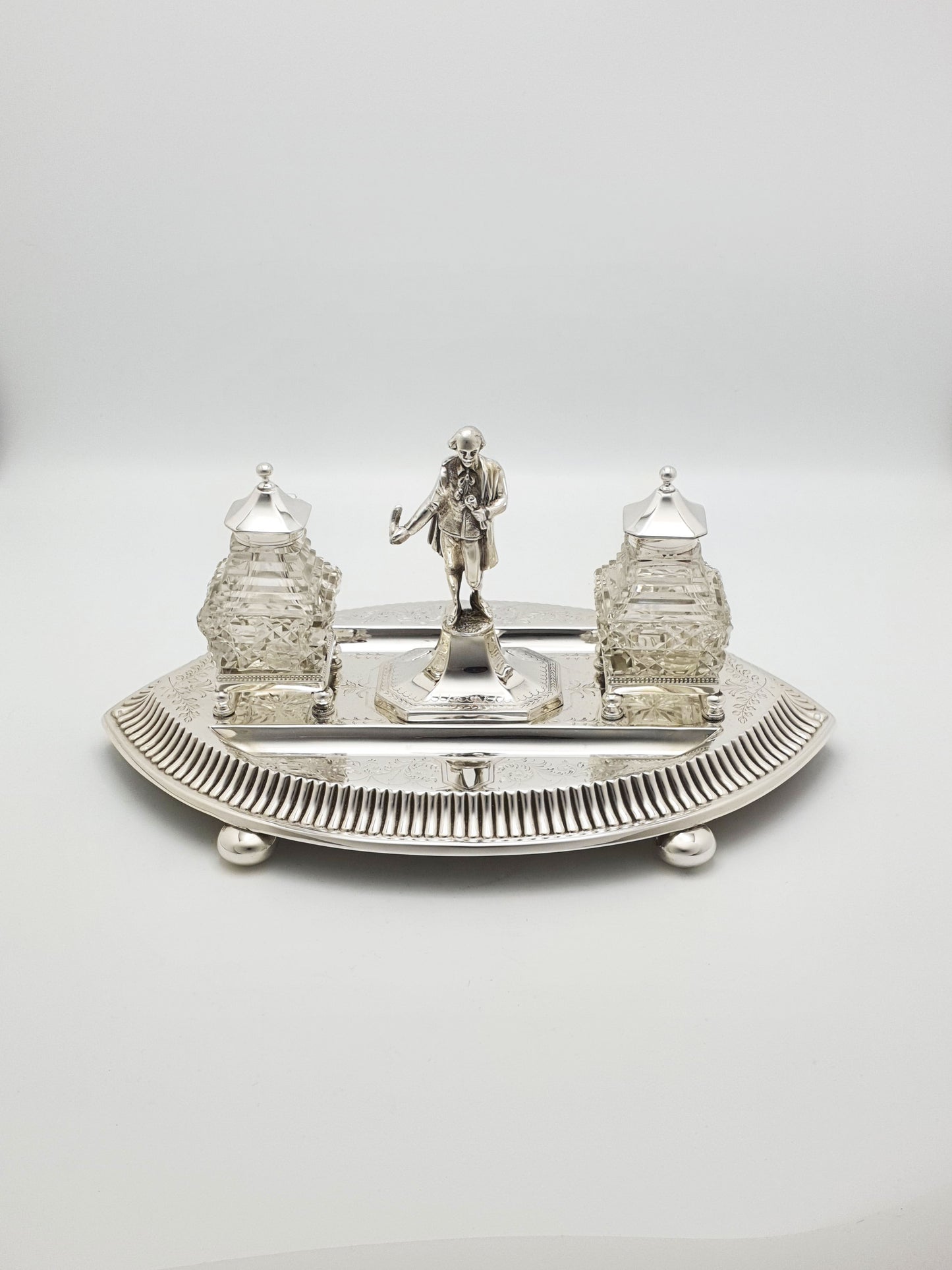 Stunning Antique Victorian Silver Plated Shakespeare Inkstand - circa 1880