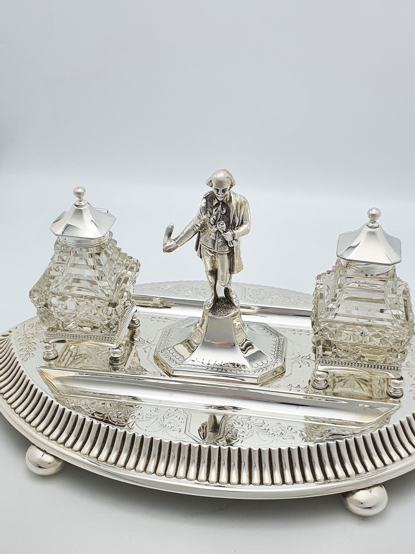 Stunning Antique Victorian Silver Plated Shakespeare Inkstand - circa 1880