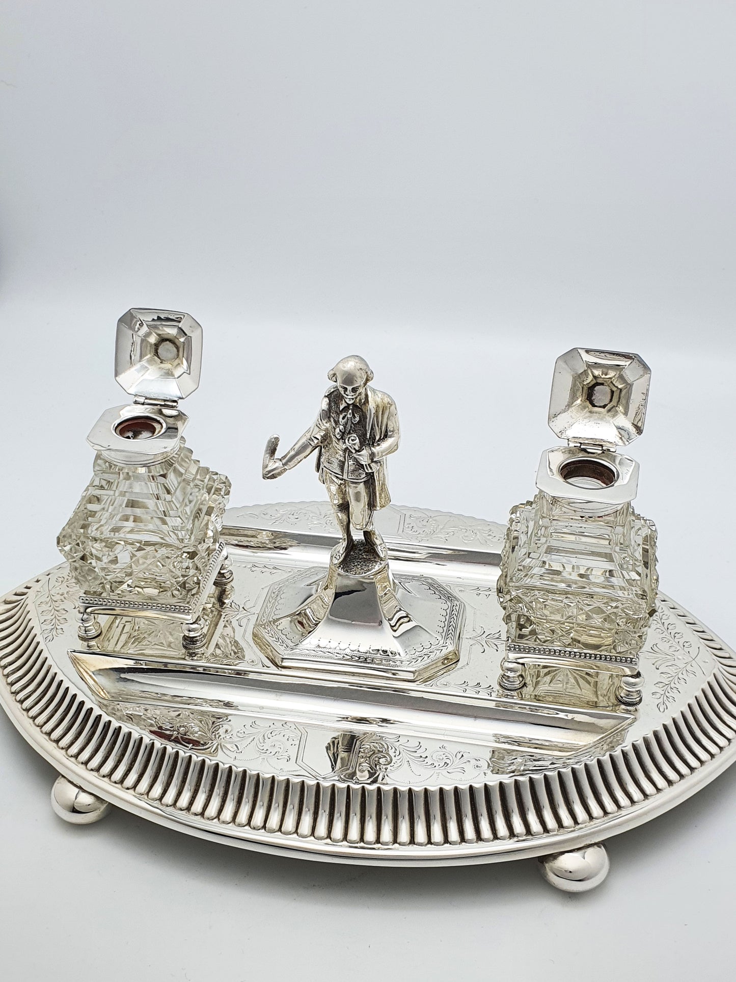 Stunning Antique Victorian Silver Plated Shakespeare Inkstand - circa 1880
