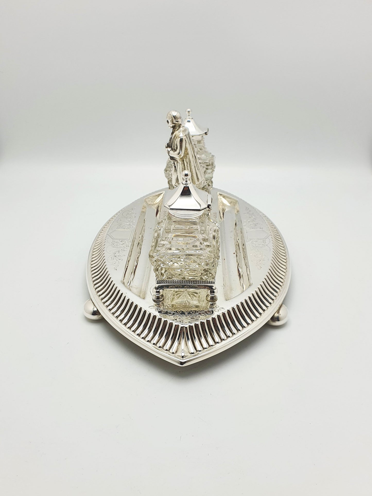 Stunning Antique Victorian Silver Plated Shakespeare Inkstand - circa 1880