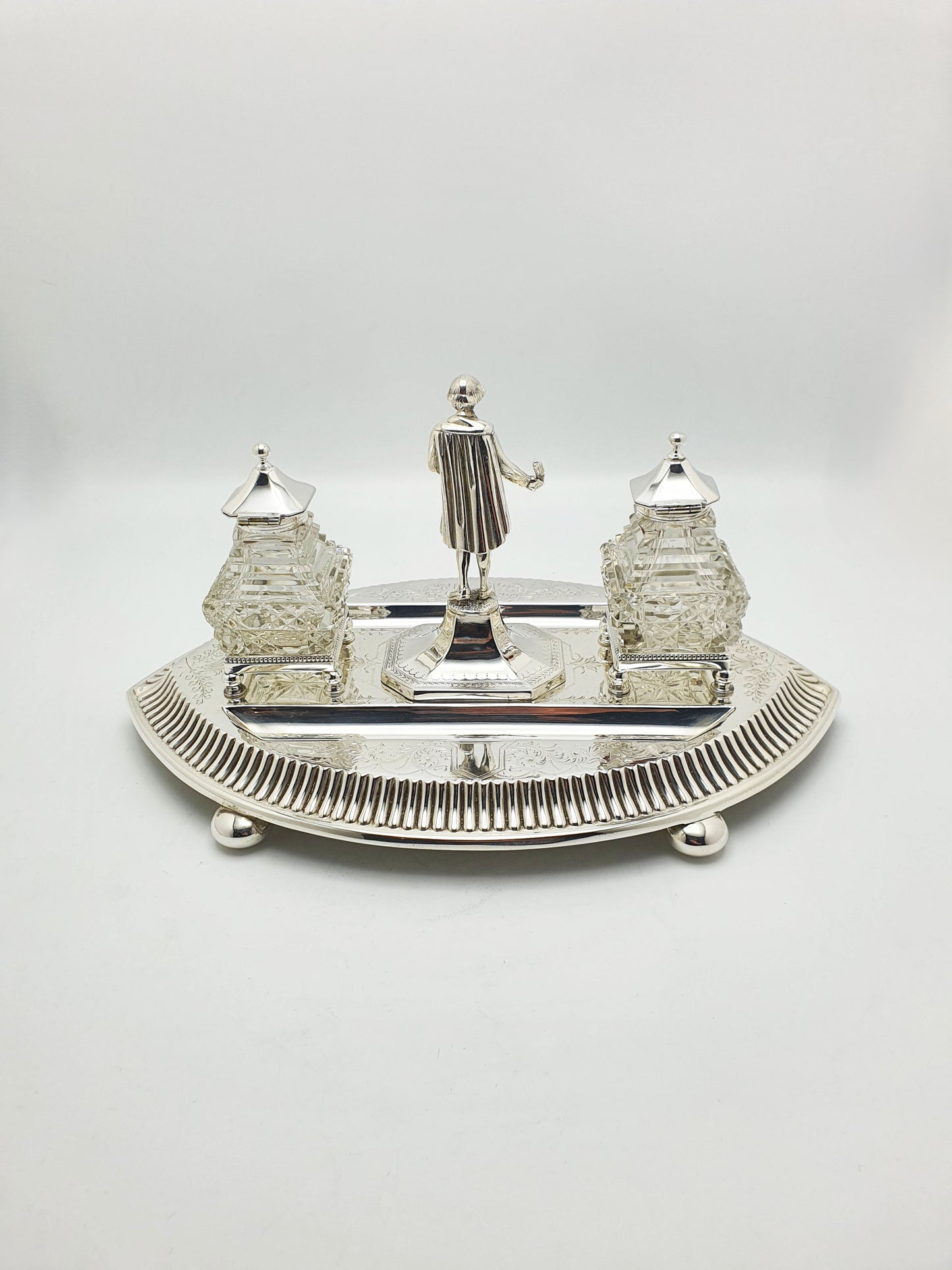 Stunning Antique Victorian Silver Plated Shakespeare Inkstand - circa 1880