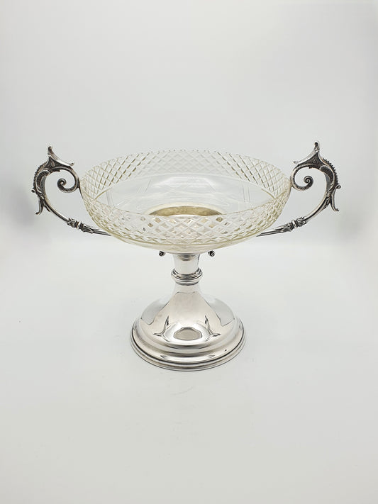 Lovely Edwardian Walker and Hall Glass & Silver Plate Centre Piece - circa 1905
