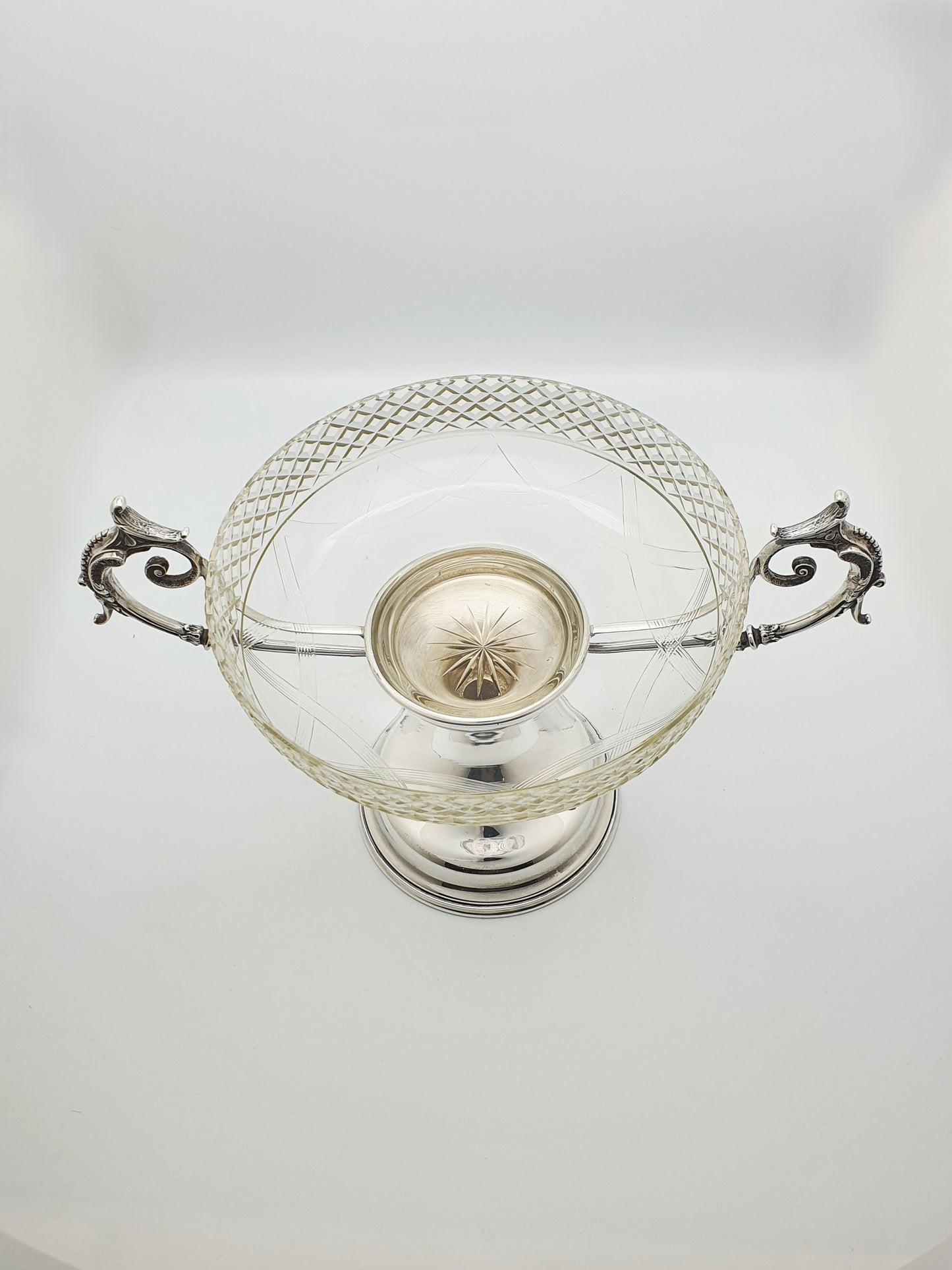 Lovely Edwardian Walker and Hall Glass & Silver Plate Centre Piece - circa 1905