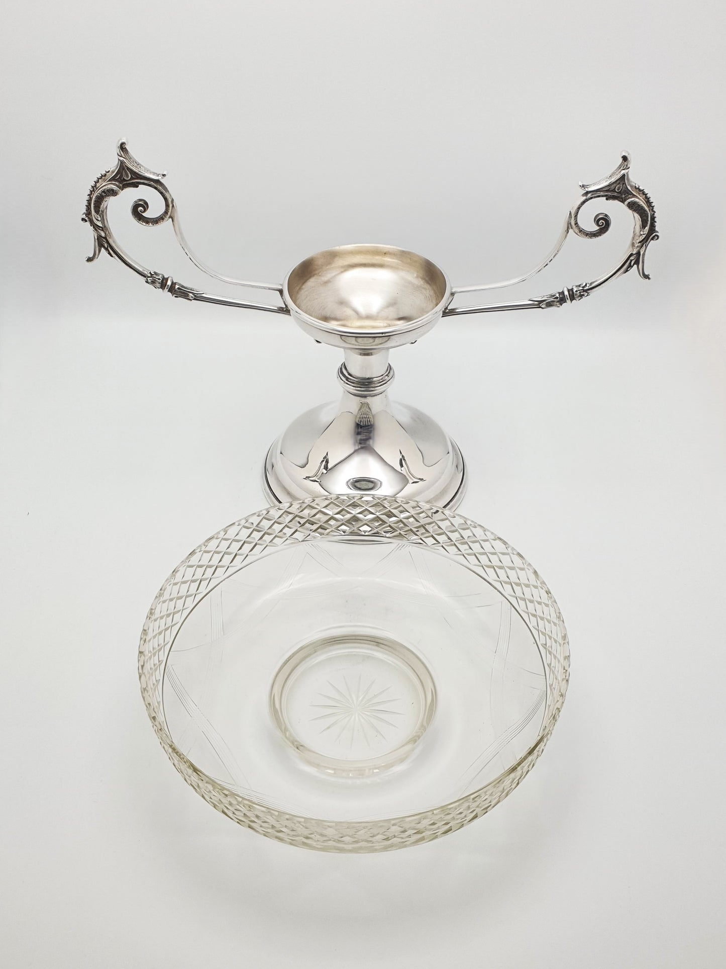 Lovely Edwardian Walker and Hall Glass & Silver Plate Centre Piece - circa 1905