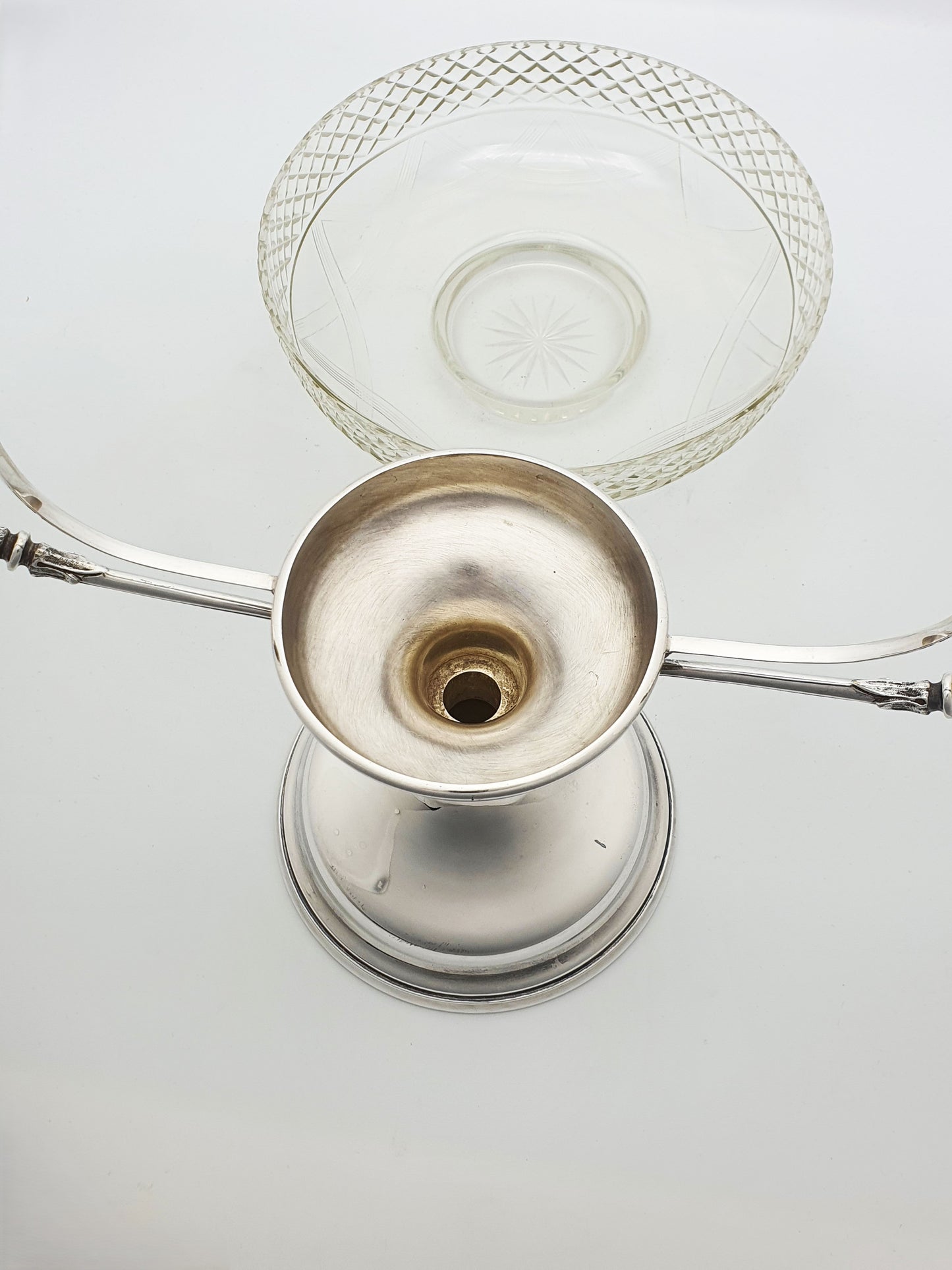 Lovely Edwardian Walker and Hall Glass & Silver Plate Centre Piece - circa 1905