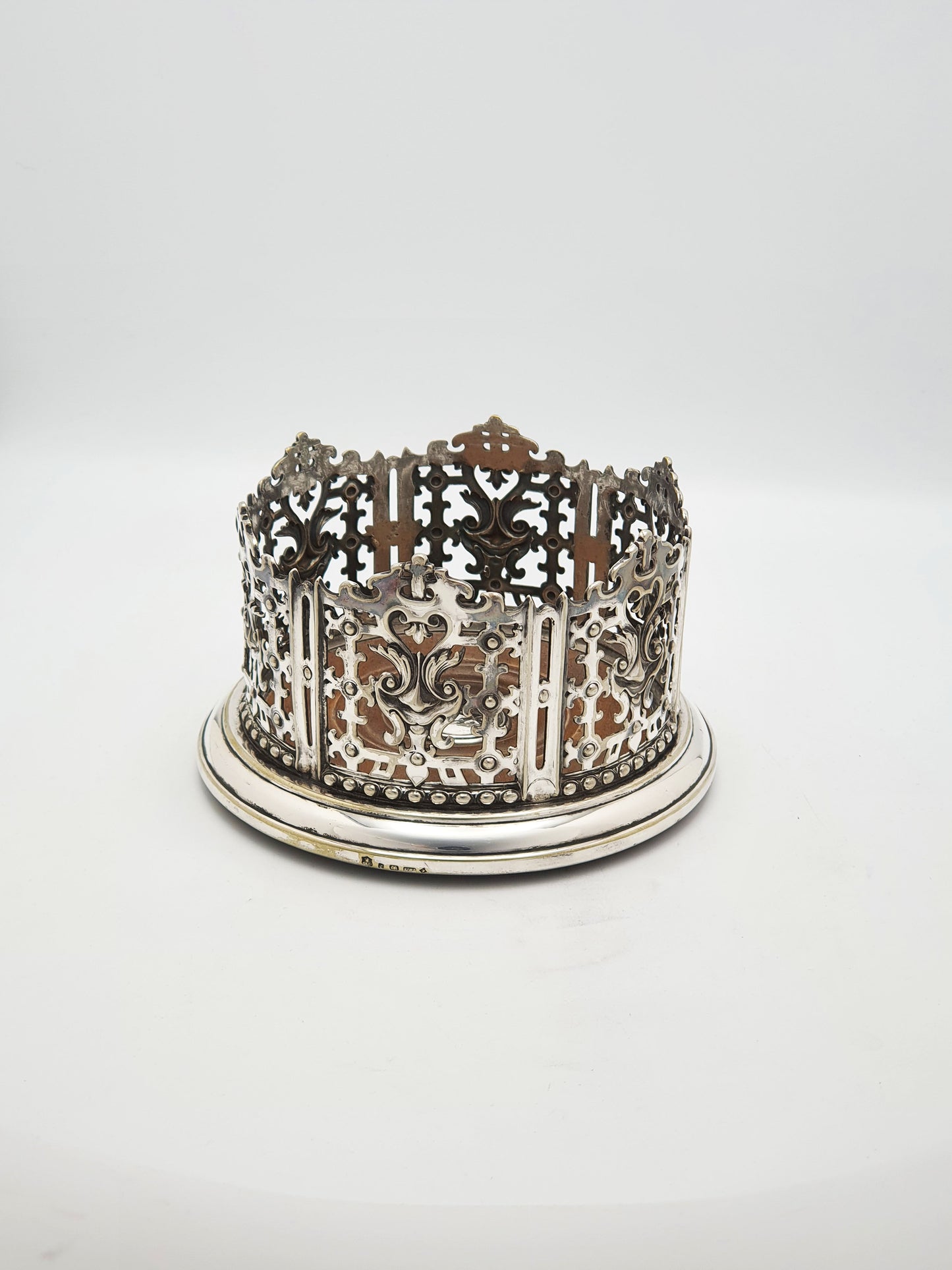 Antique Elkington Silver-Plated Wine Coaster with Gothic Revival Gallery – 1847