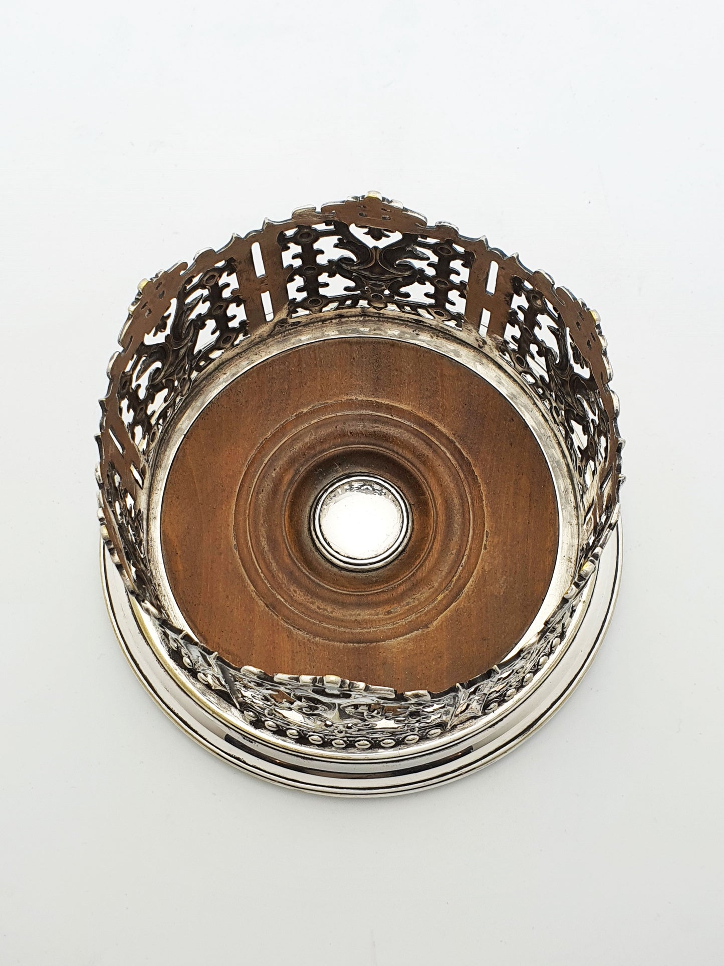 Antique Elkington Silver-Plated Wine Coaster with Gothic Revival Gallery – 1847