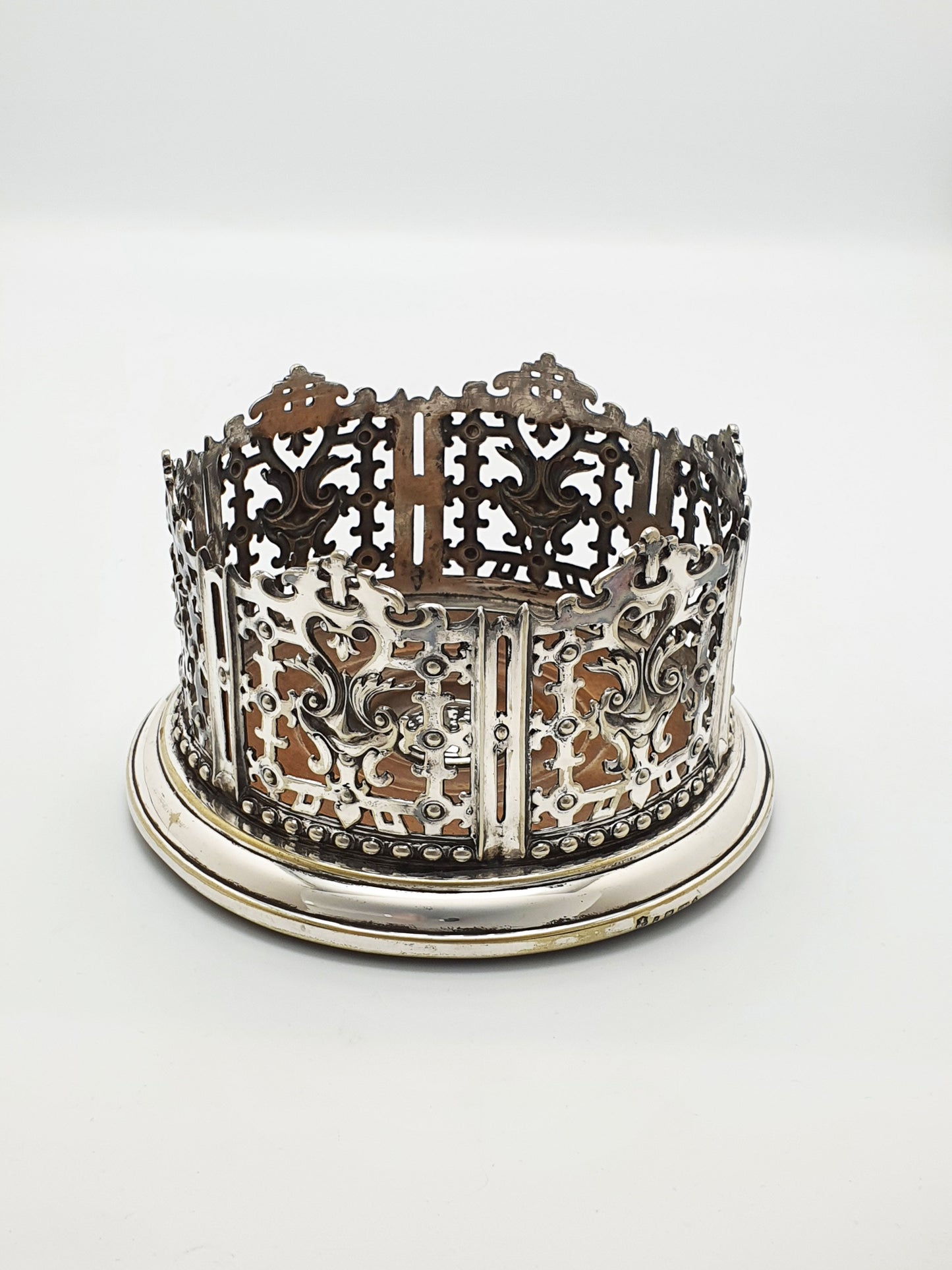 Antique Elkington Silver-Plated Wine Coaster with Gothic Revival Gallery – 1847