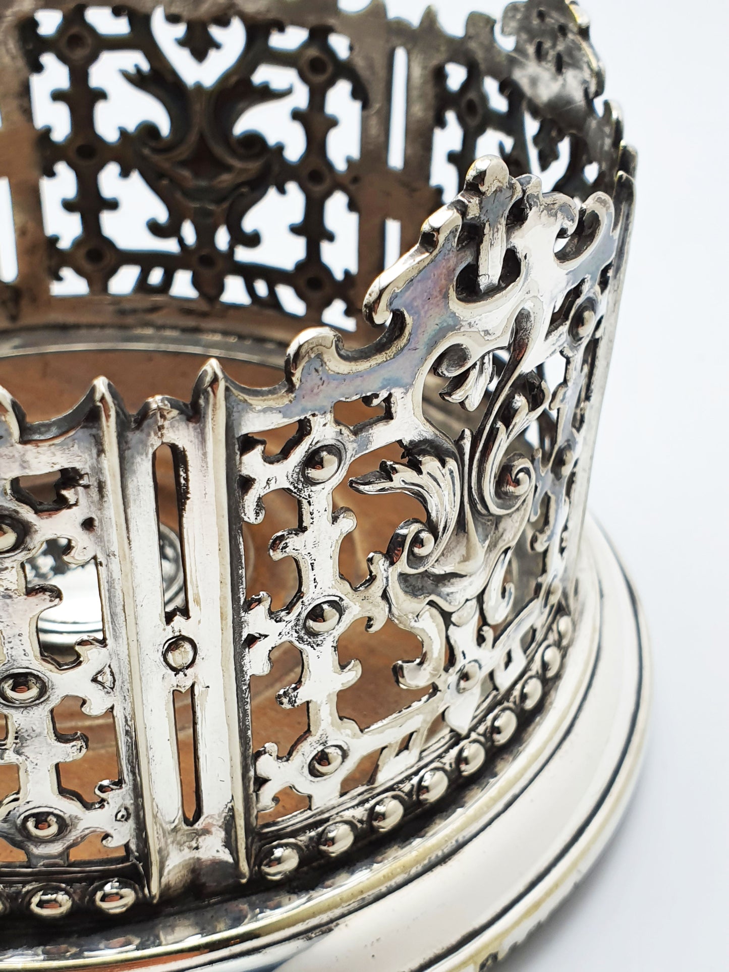 Antique Elkington Silver-Plated Wine Coaster with Gothic Revival Gallery – 1847