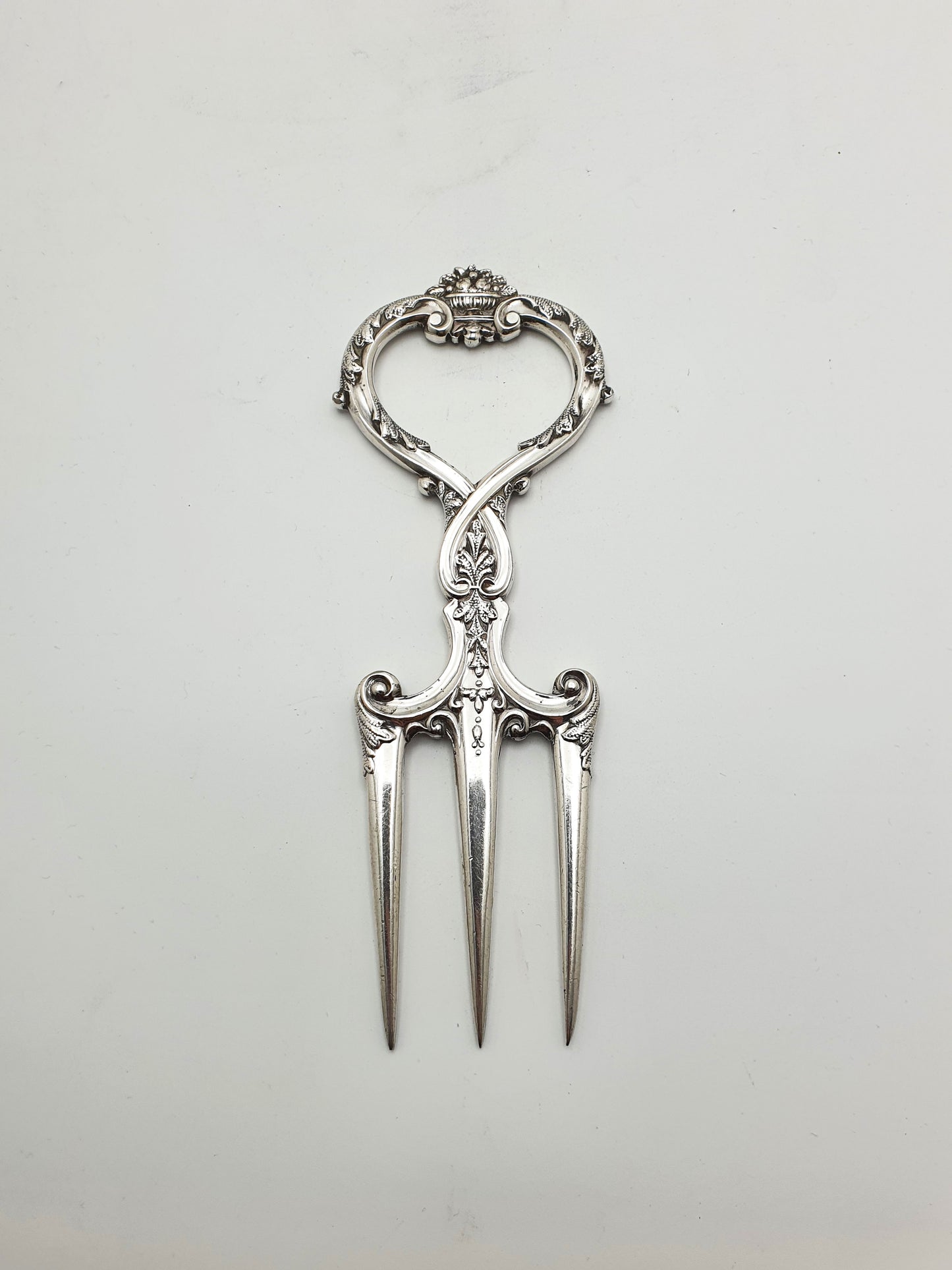 Elegant Antique Silver-Plate Lion Mask Bread Basket & Matching Fork - circa 1905