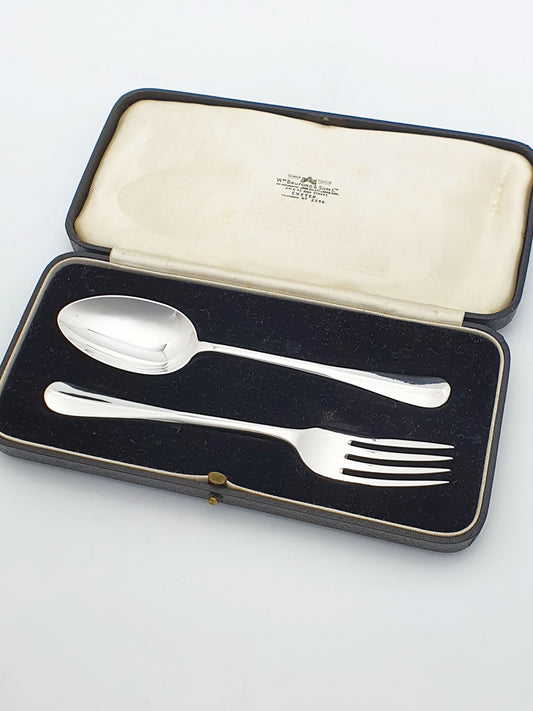 Nice Antique Victorian Silver Christening Set - London 1933