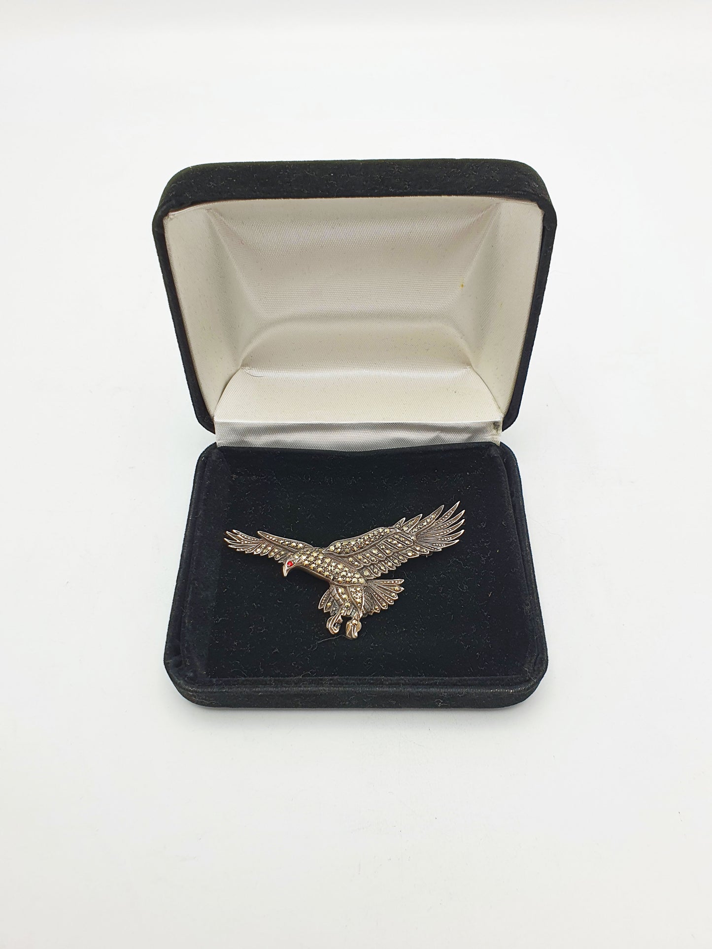 Gorgeous Art Deco Sterling Silver Marcasite Eagle Brooch – circa 1930