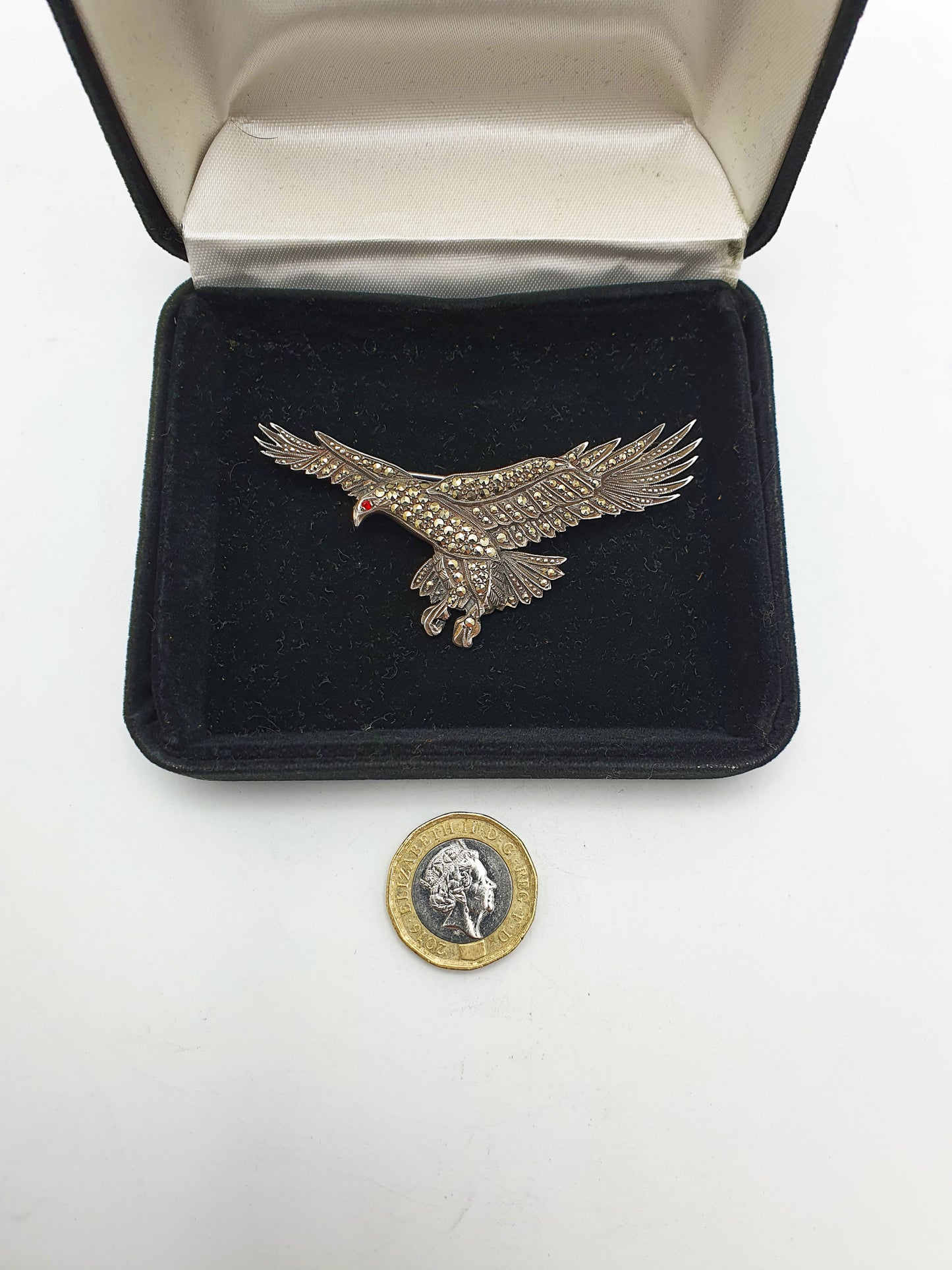 Gorgeous Art Deco Sterling Silver Marcasite Eagle Brooch – circa 1930