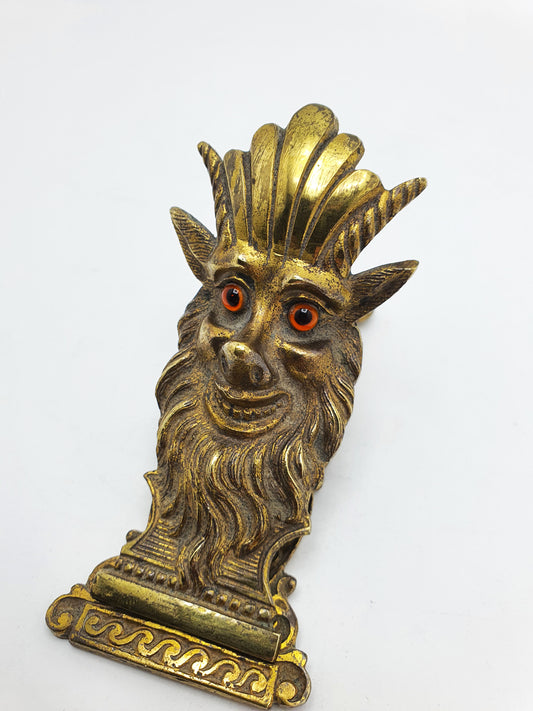 Unusual Victorian Brass Mythical Note Holder – 1886