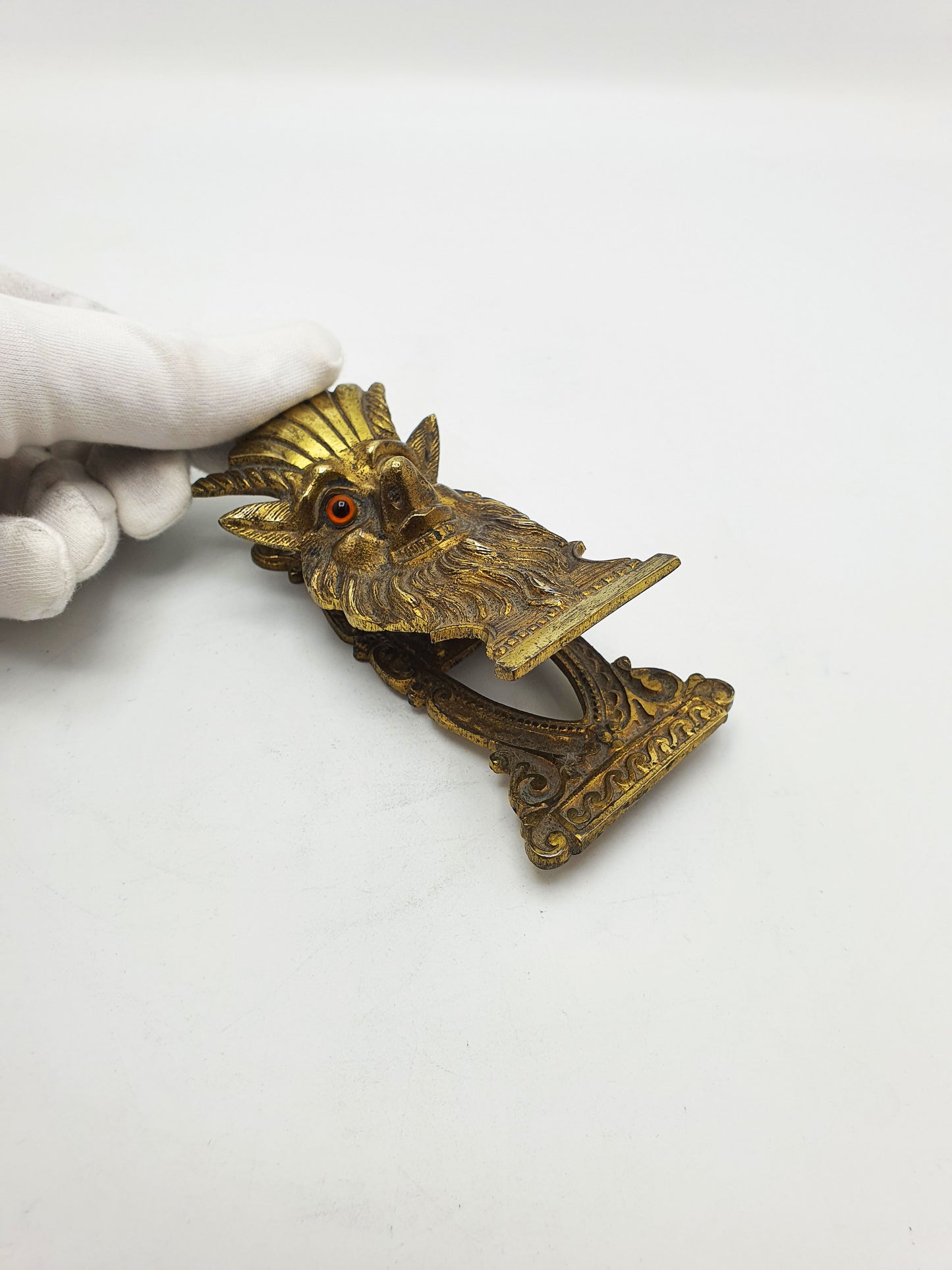 Unusual Victorian Brass Mythical Note Holder – 1886