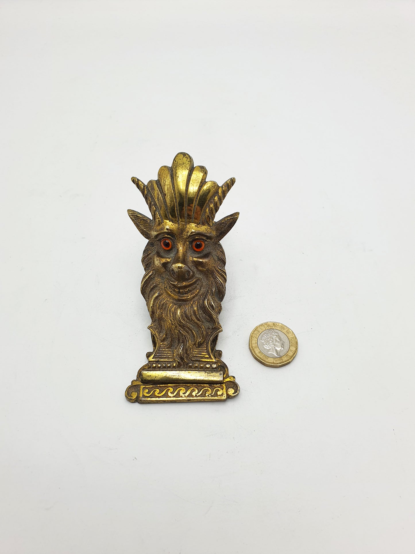 Unusual Victorian Brass Mythical Note Holder – 1886