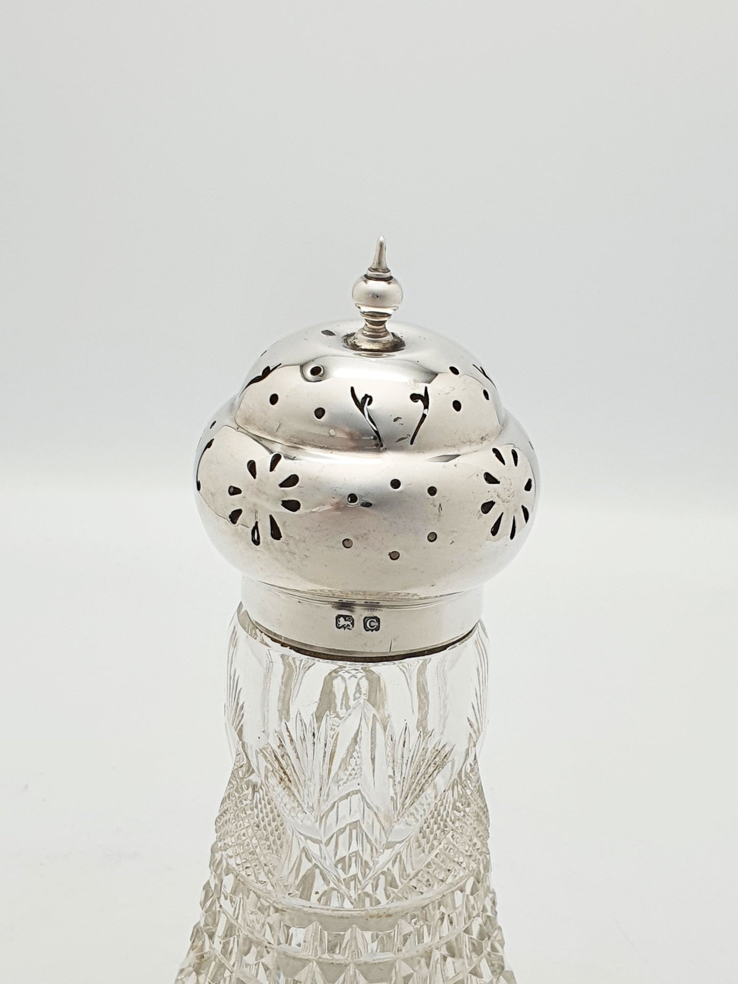 Lovely Cut Glass and Sterling Silver Sugar Sifter - 1927