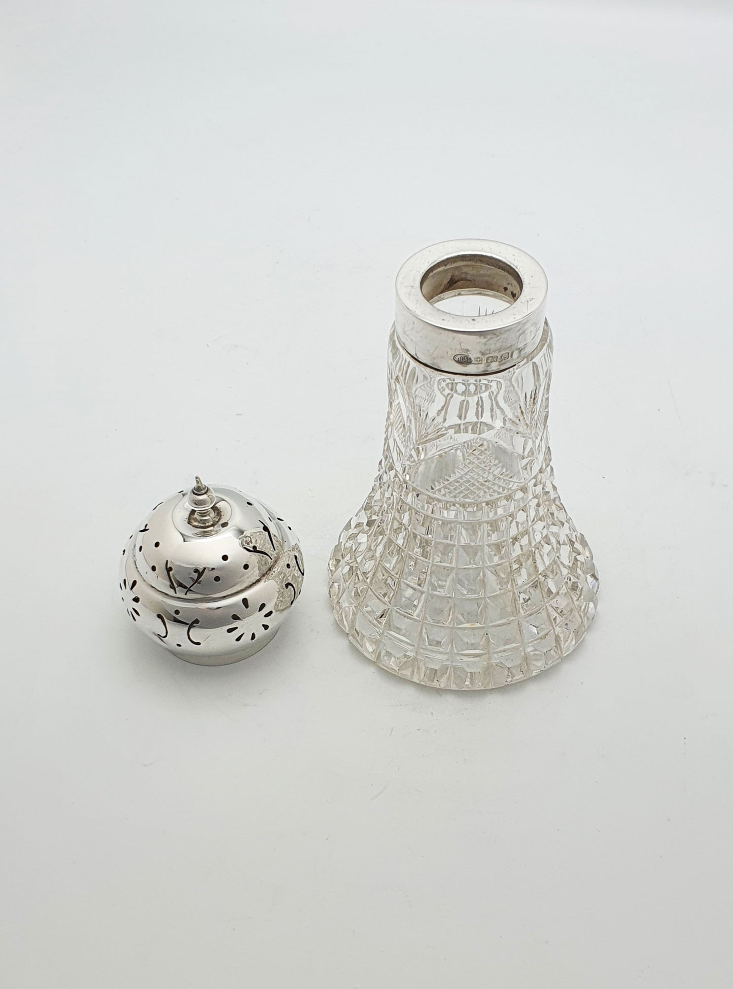 Lovely Cut Glass and Sterling Silver Sugar Sifter - 1927