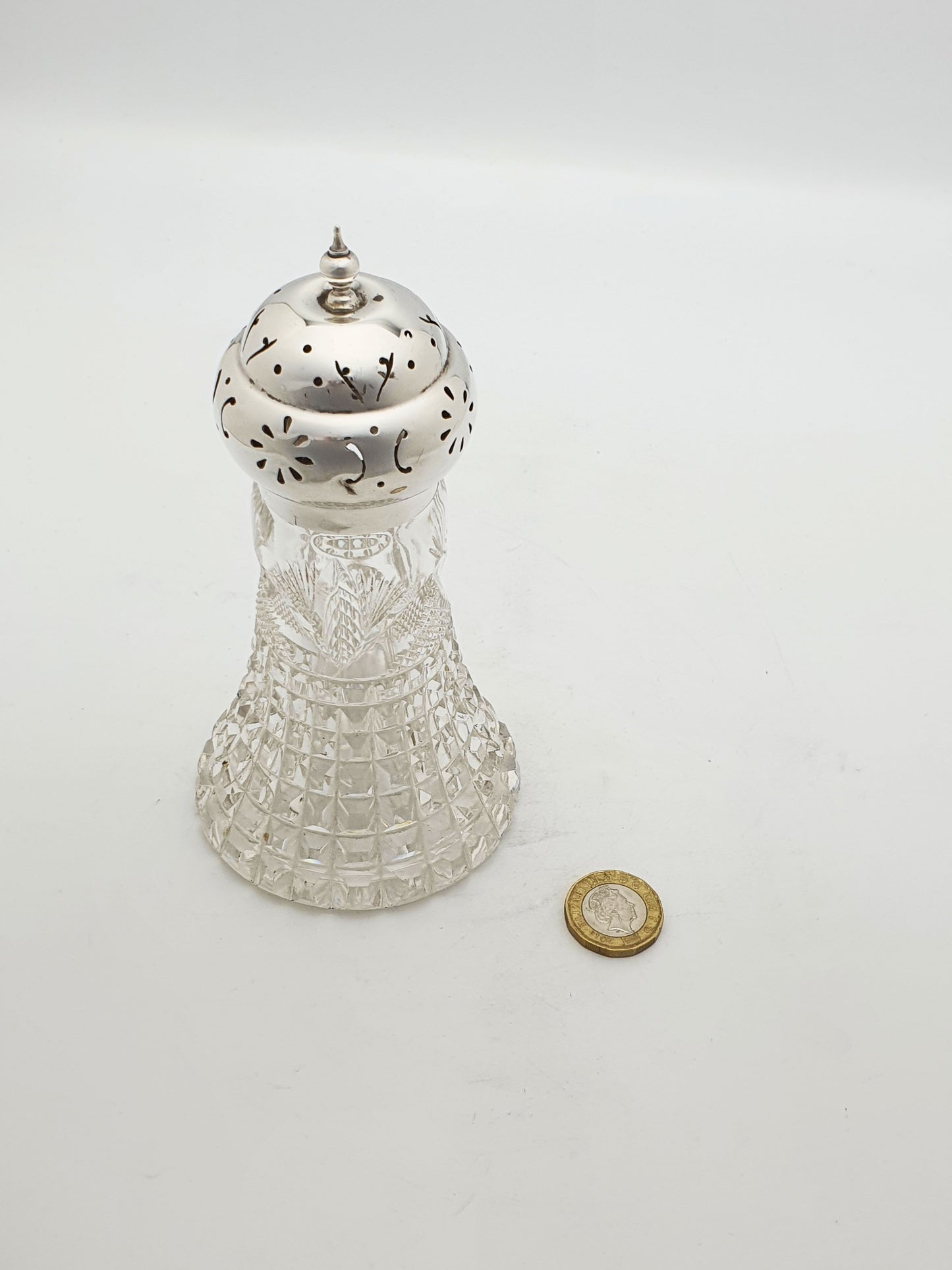 Lovely Cut Glass and Sterling Silver Sugar Sifter - 1927