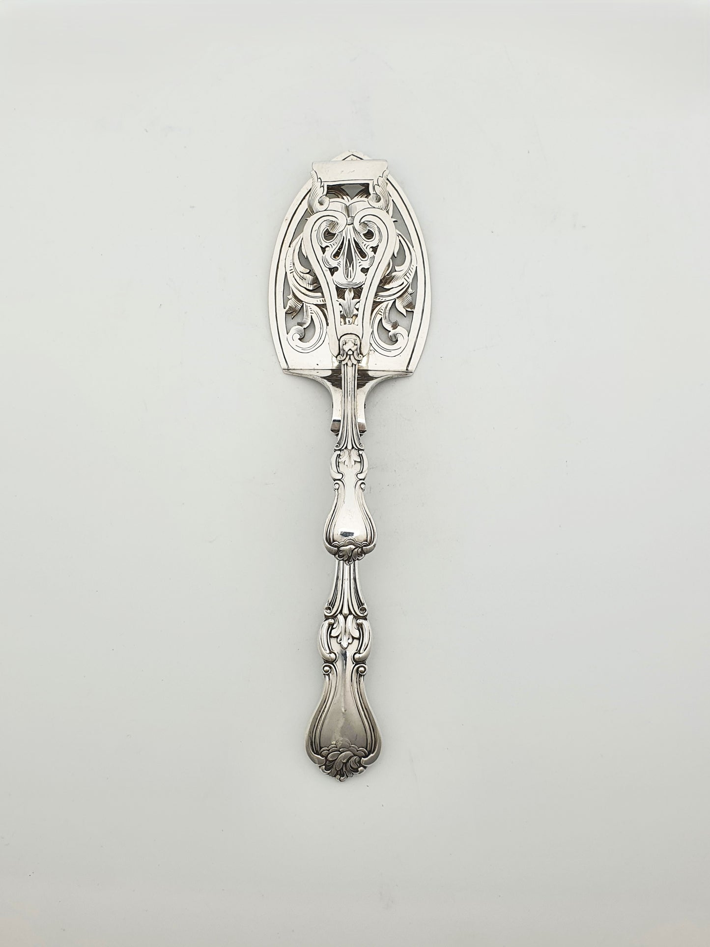 Antique Victorian Silver Plated Serving Tongs with Pierced Rococo Design – circa 1890