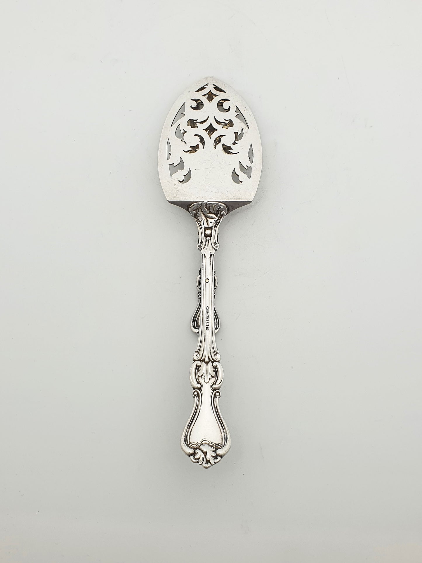 Antique Victorian Silver Plated Serving Tongs with Pierced Rococo Design – circa 1890