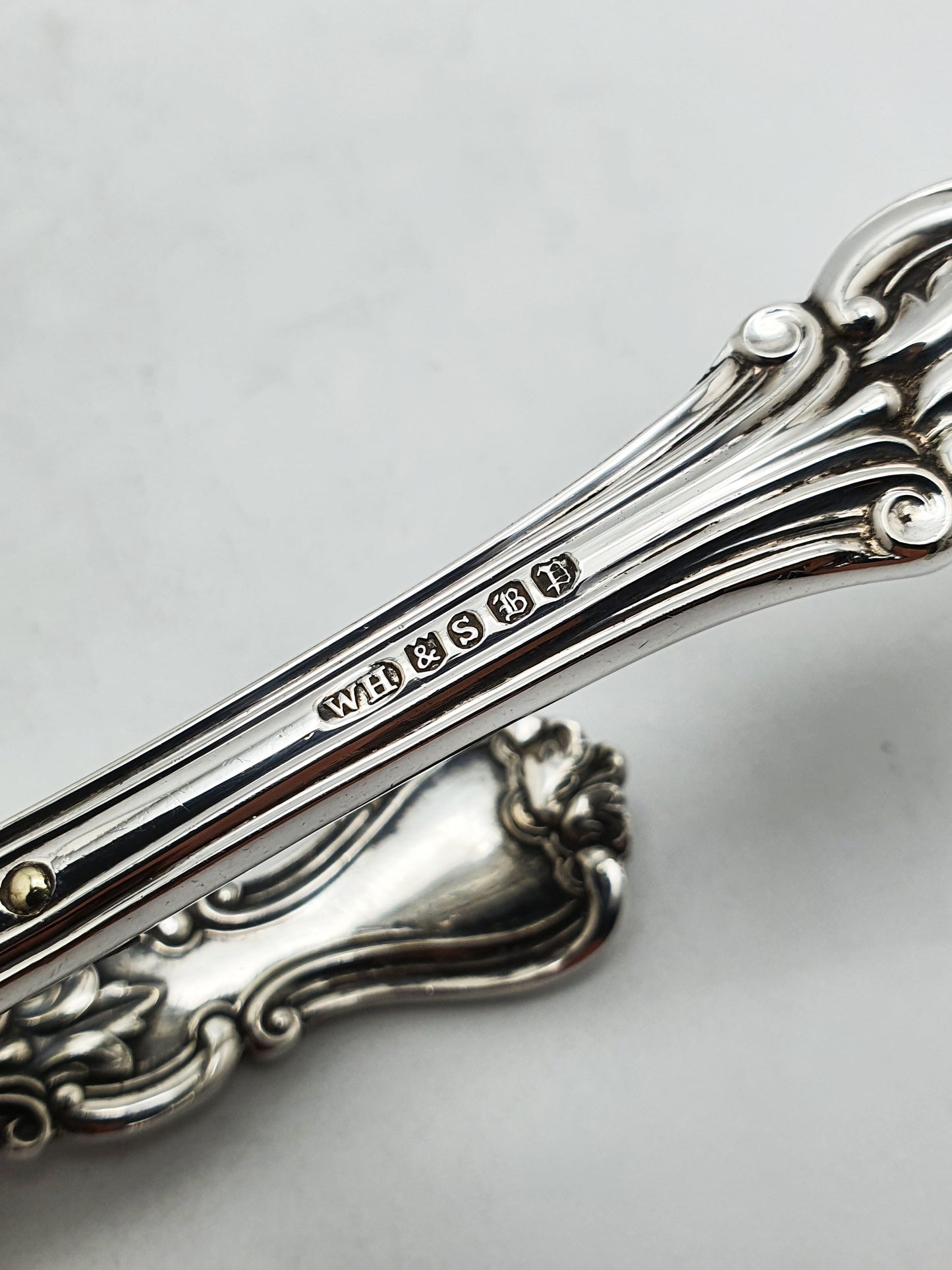 Antique Victorian Silver Plated Serving Tongs with Pierced Rococo Design – circa 1890