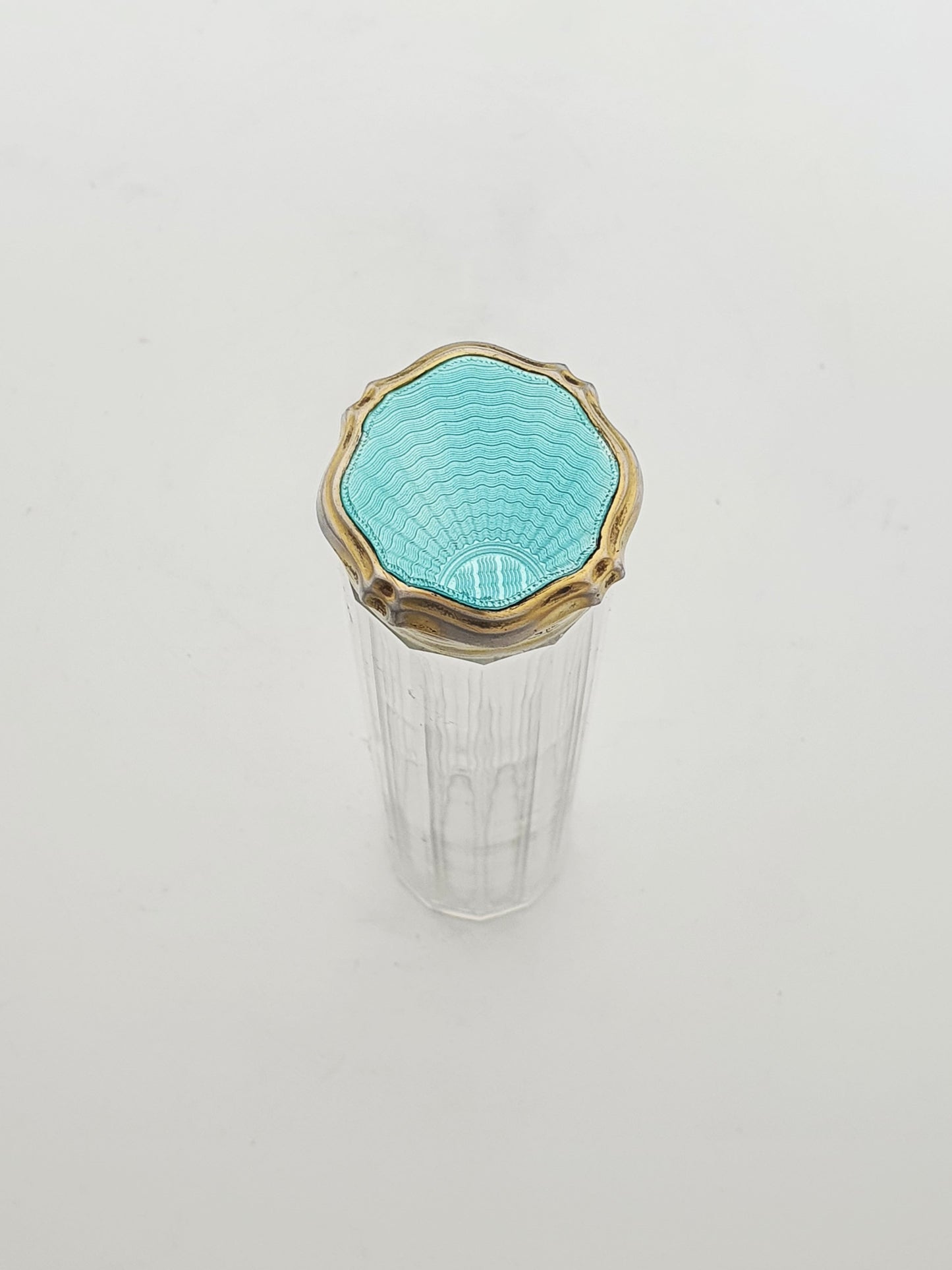 Nice Art Deco Sterling Silver & Guilloché Enamel Topped Jar - 1930