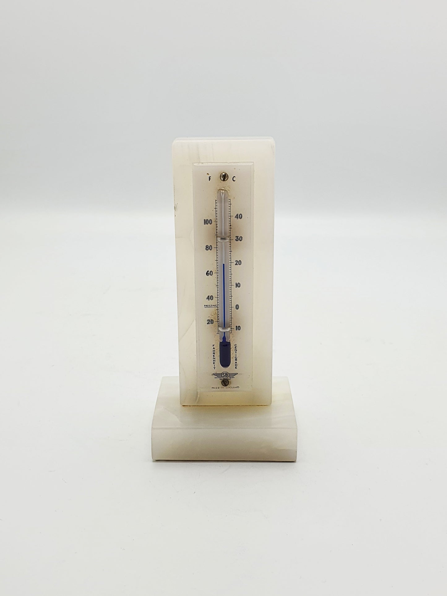 Nice White Onyx Desk Thermometer - circa 1930