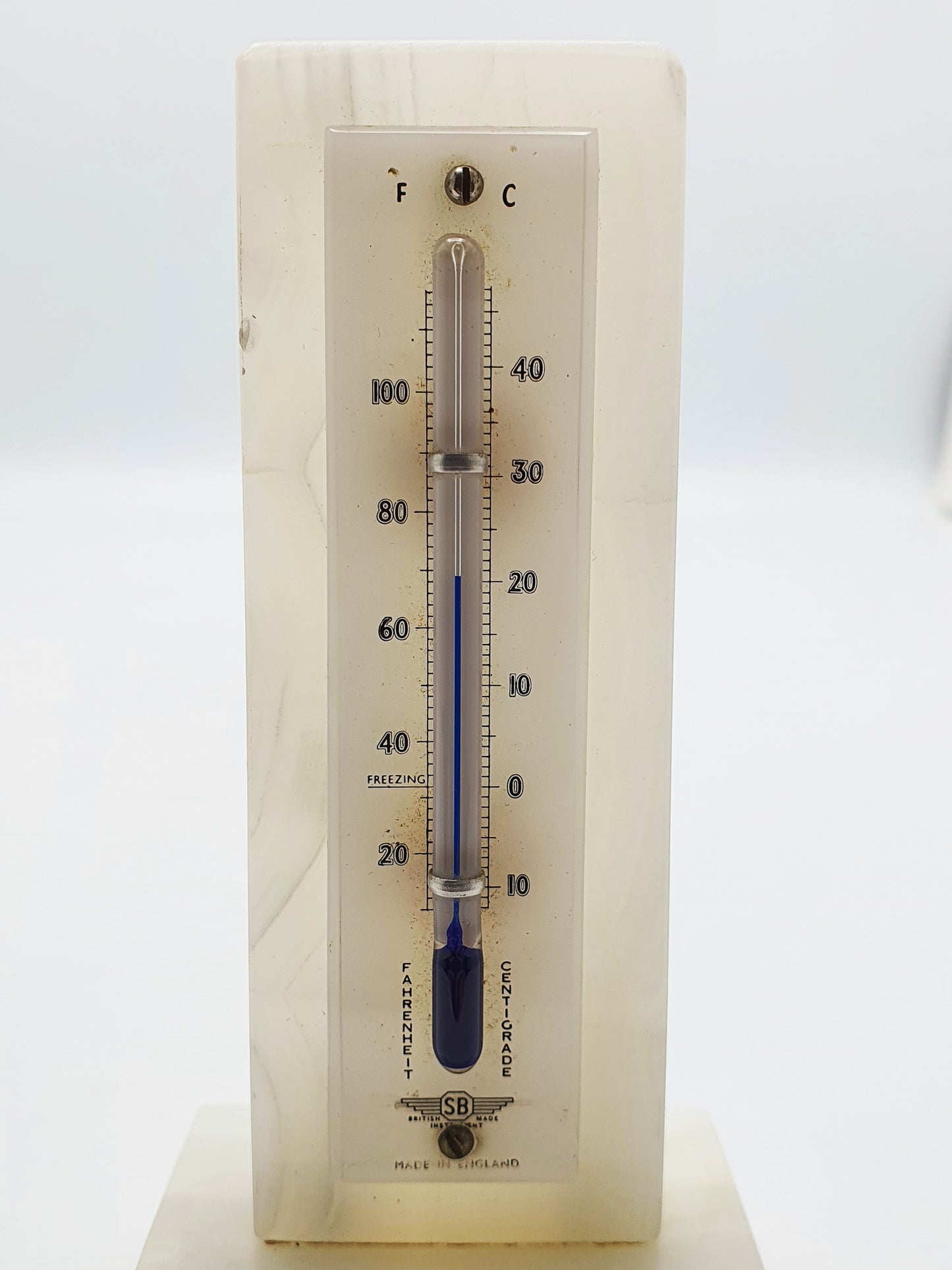 Nice White Onyx Desk Thermometer - circa 1930