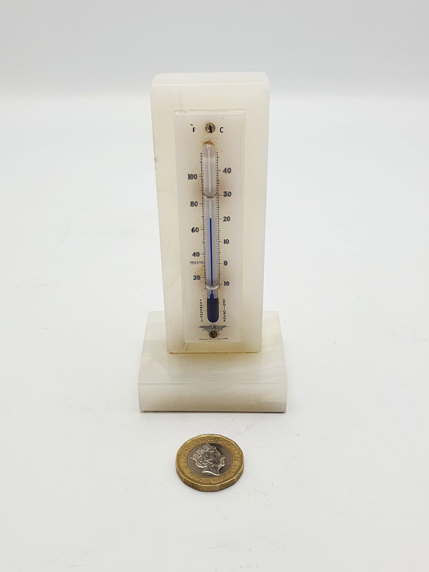 Nice White Onyx Desk Thermometer - circa 1930