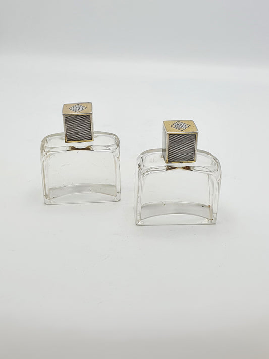 Stunning Pair of Art Deco Sterling Silver & Glass Perfume Bottles – London, 1934