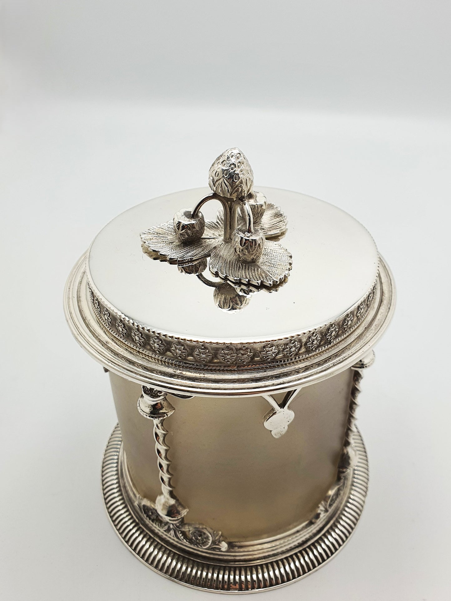 Pretty Victorian Jam/Preserve Pot with Strawberry Finial - circa 1890