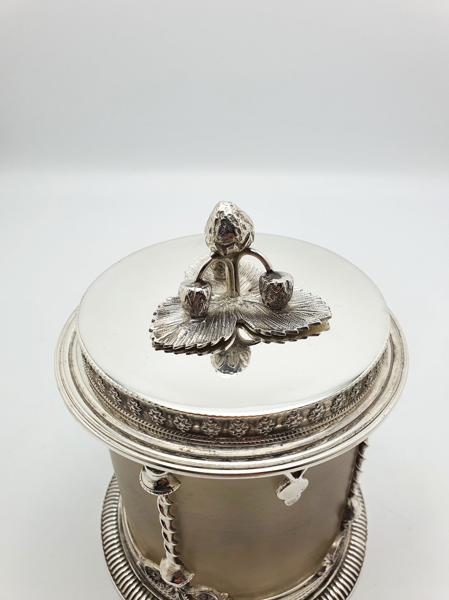 Pretty Victorian Jam/Preserve Pot with Strawberry Finial - circa 1890