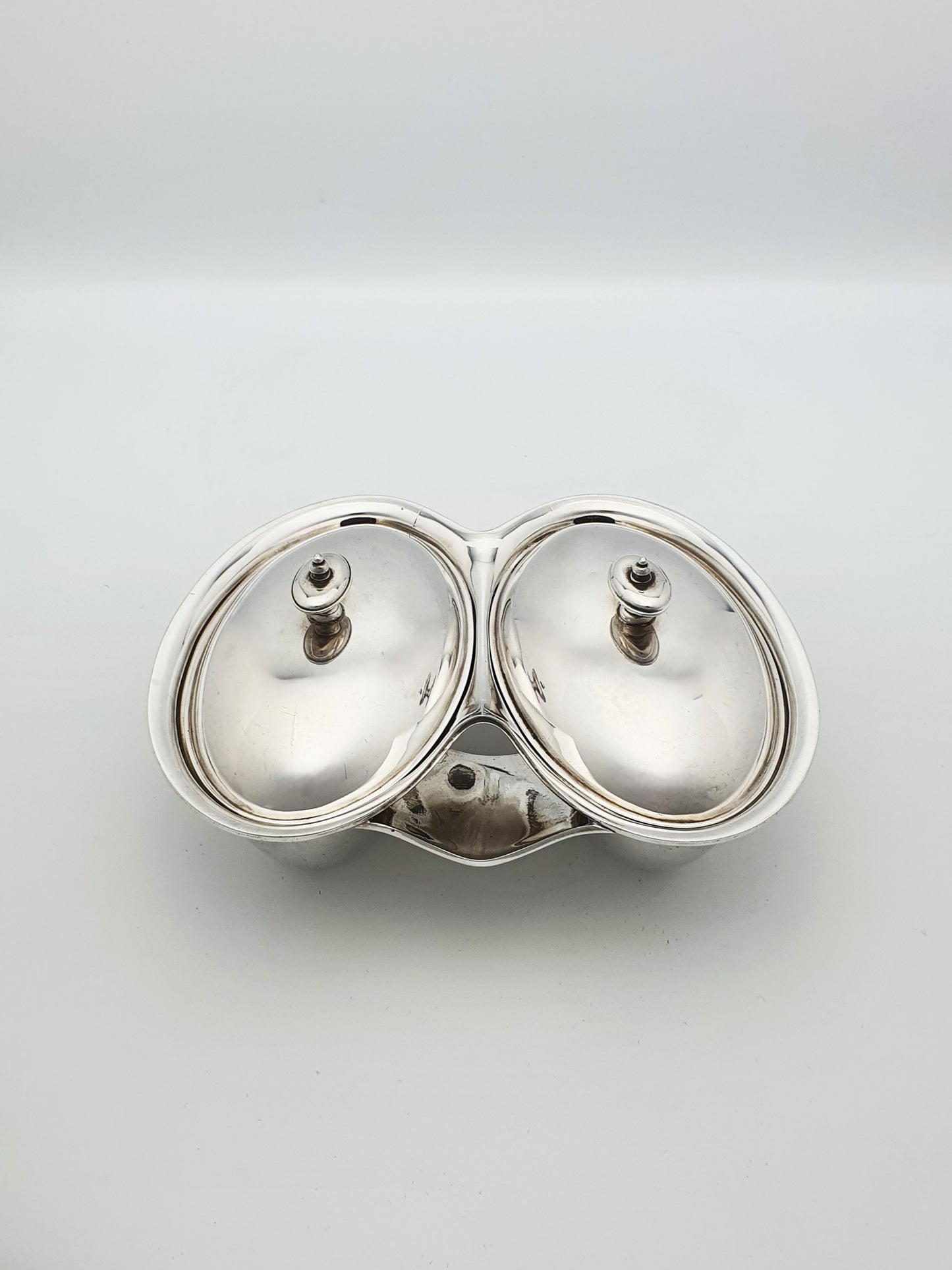 Unusual Antique Silver-Plated Symmetrical Twin-bowl Serving Dish – circa 1920