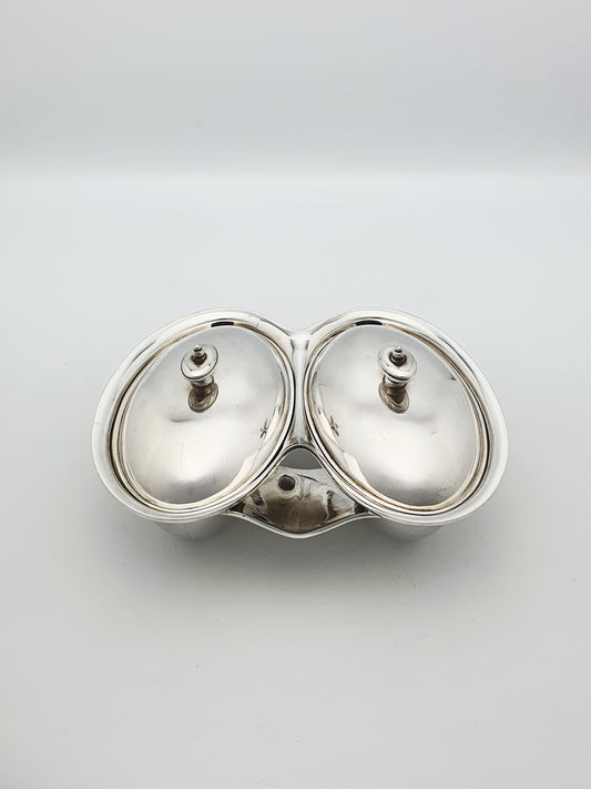 Unusual Antique Silver-Plated Symmetrical Twin-bowl Serving Dish – circa 1920