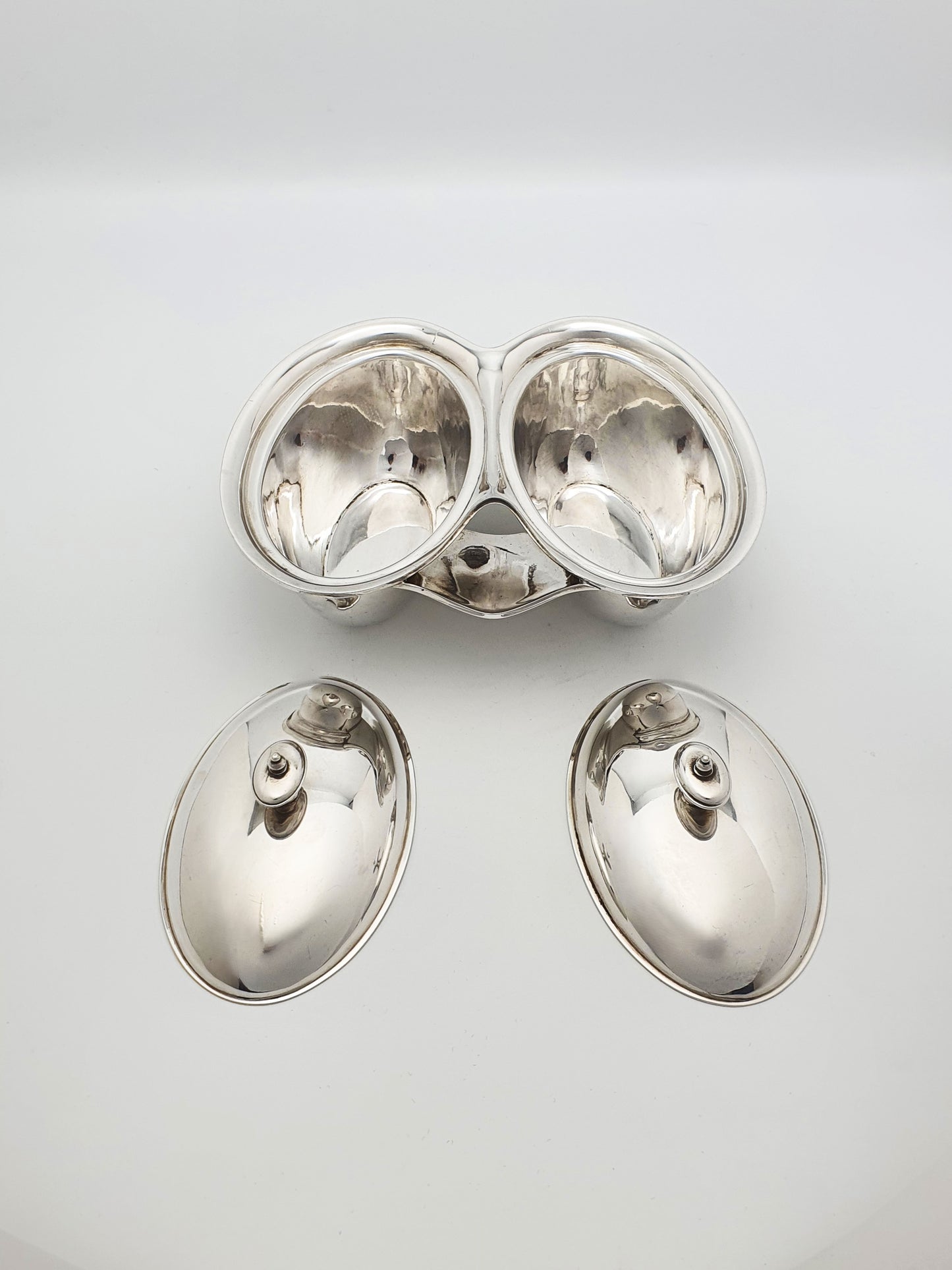 Unusual Antique Silver-Plated Symmetrical Twin-bowl Serving Dish – circa 1920