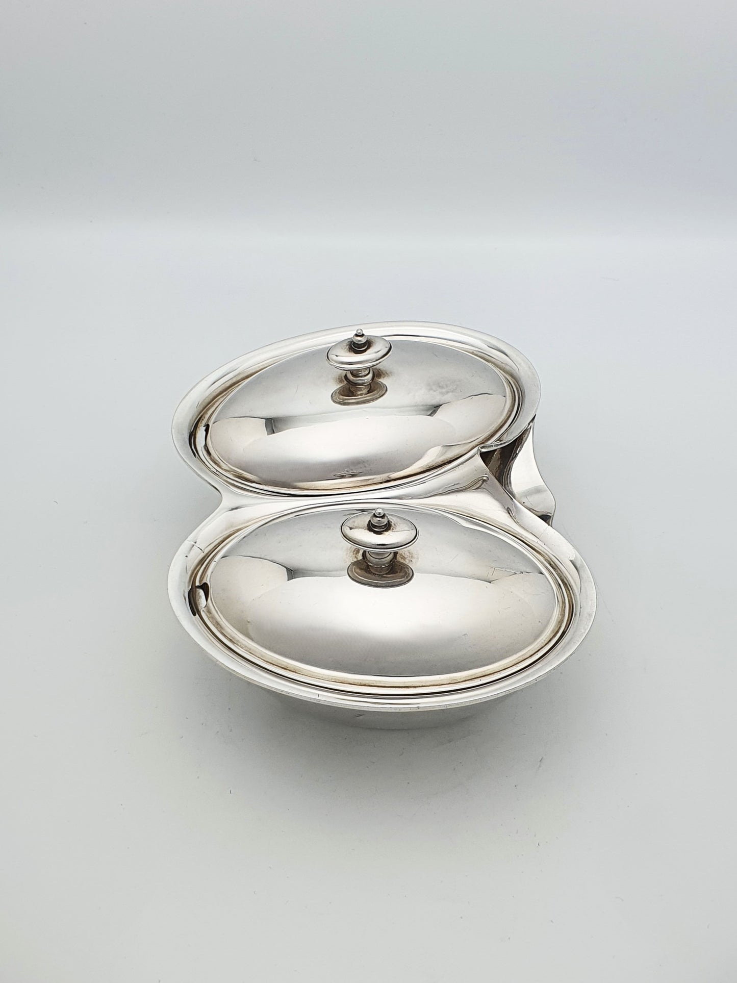 Unusual Antique Silver-Plated Symmetrical Twin-bowl Serving Dish – circa 1920