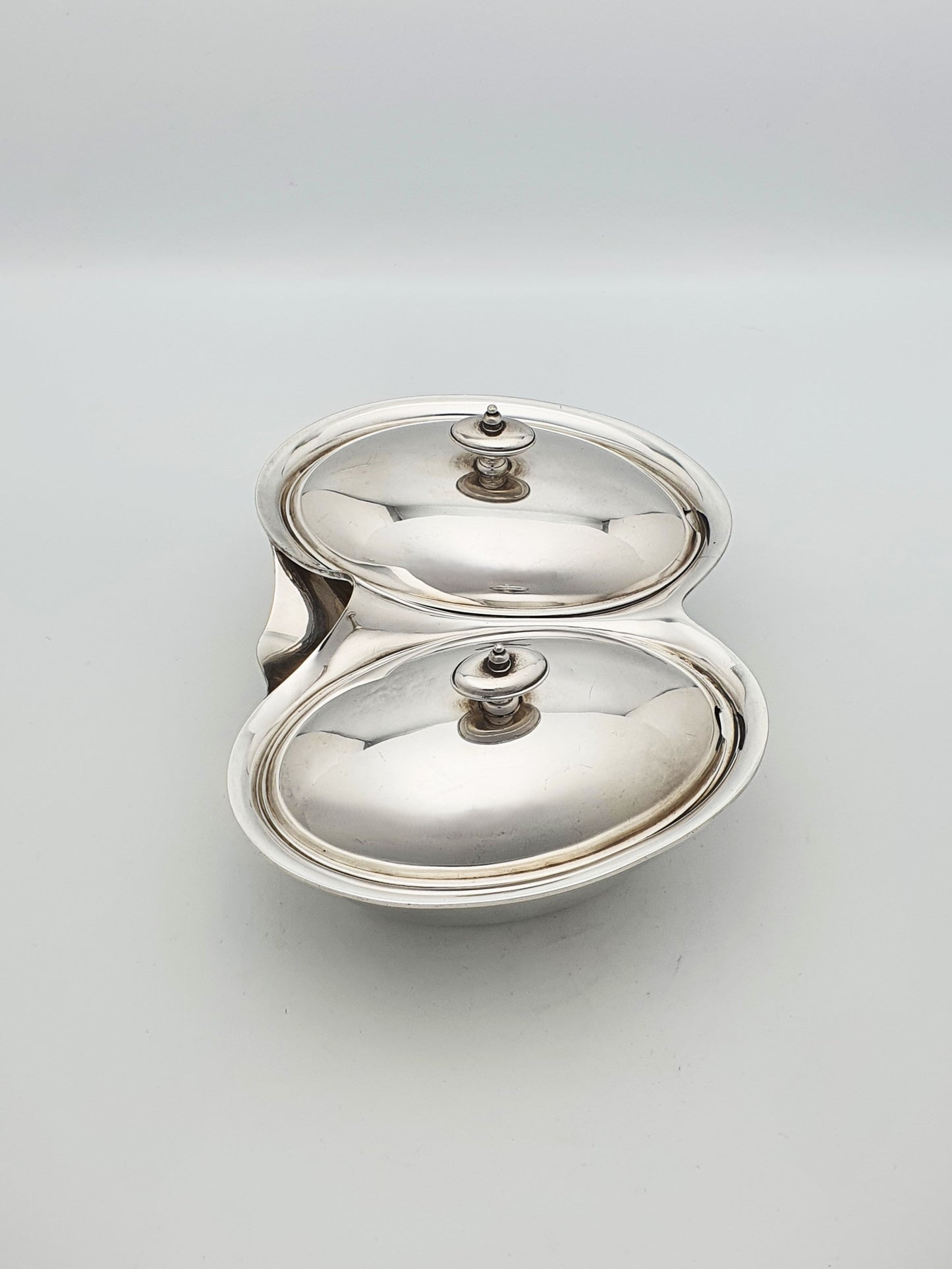 Unusual Antique Silver-Plated Symmetrical Twin-bowl Serving Dish – circa 1920