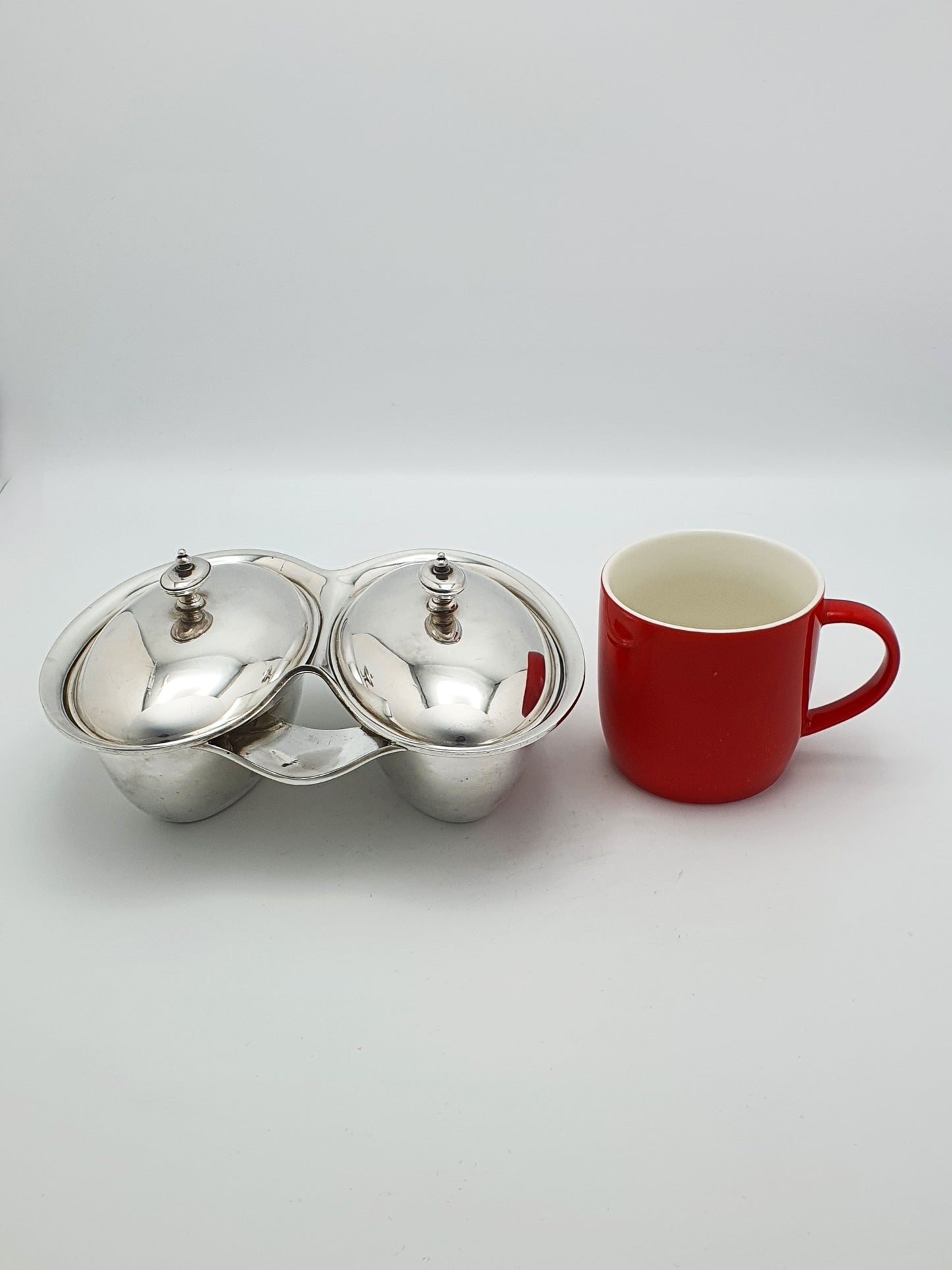 Unusual Antique Silver-Plated Symmetrical Twin-bowl Serving Dish – circa 1920