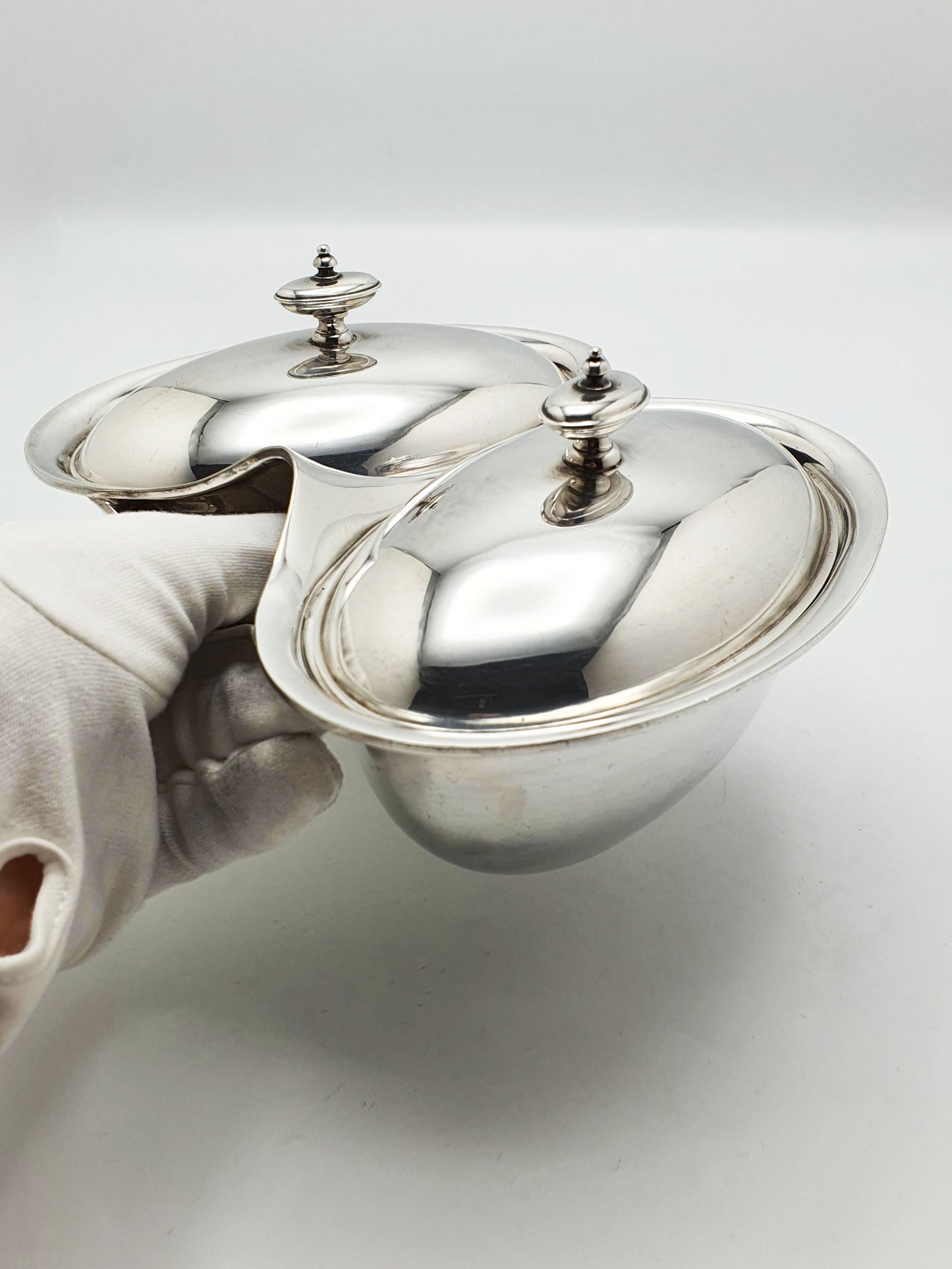 Unusual Antique Silver-Plated Symmetrical Twin-bowl Serving Dish – circa 1920