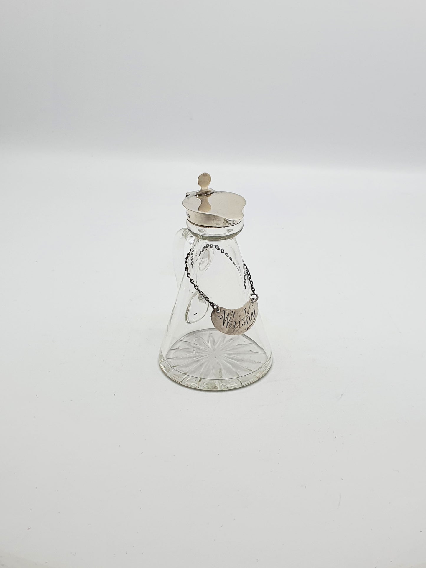 Nice George V Glass Whisky Noggin with Sterling Silver Mount - 1922