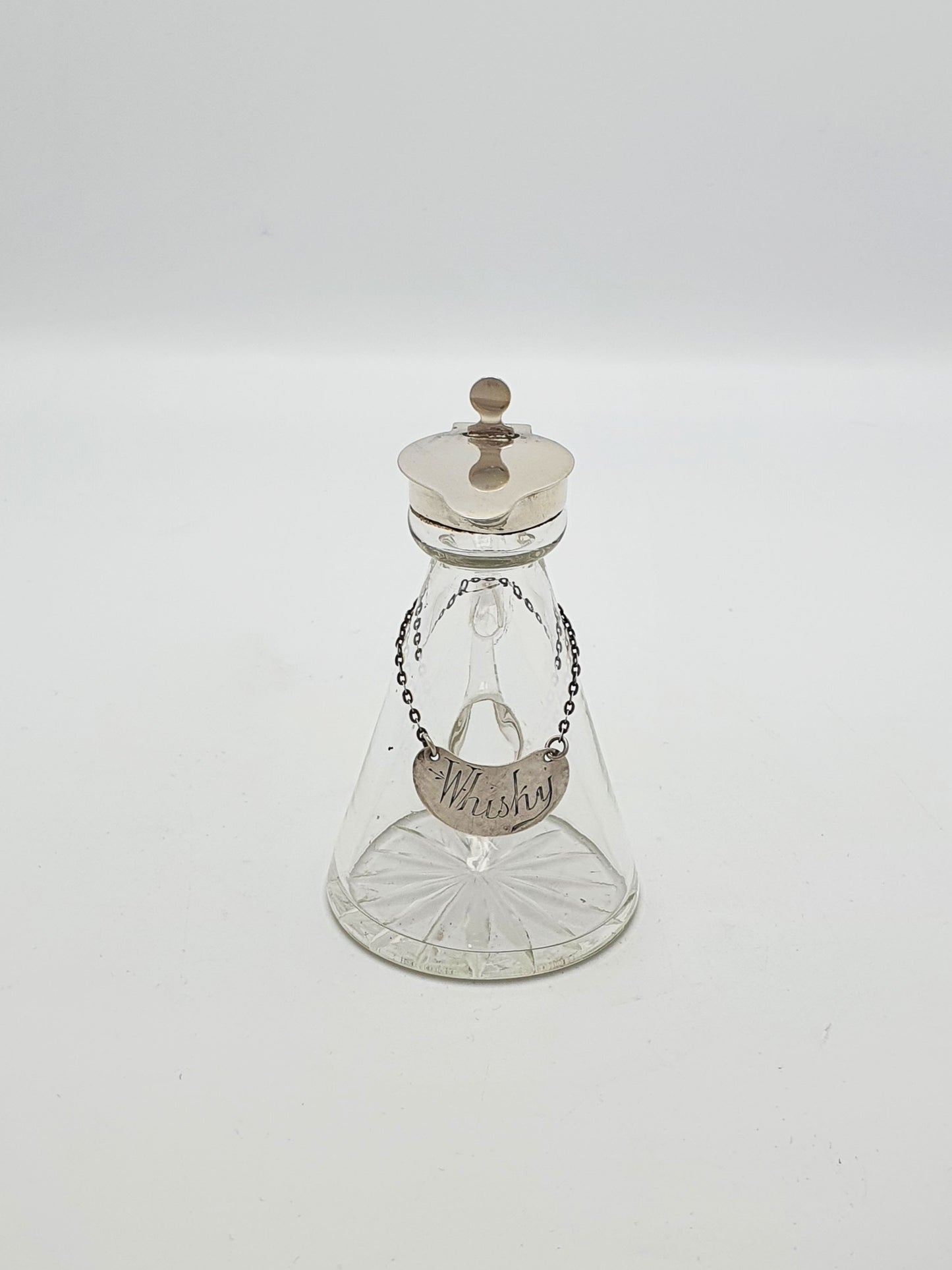 Nice George V Glass Whisky Noggin with Sterling Silver Mount - 1922