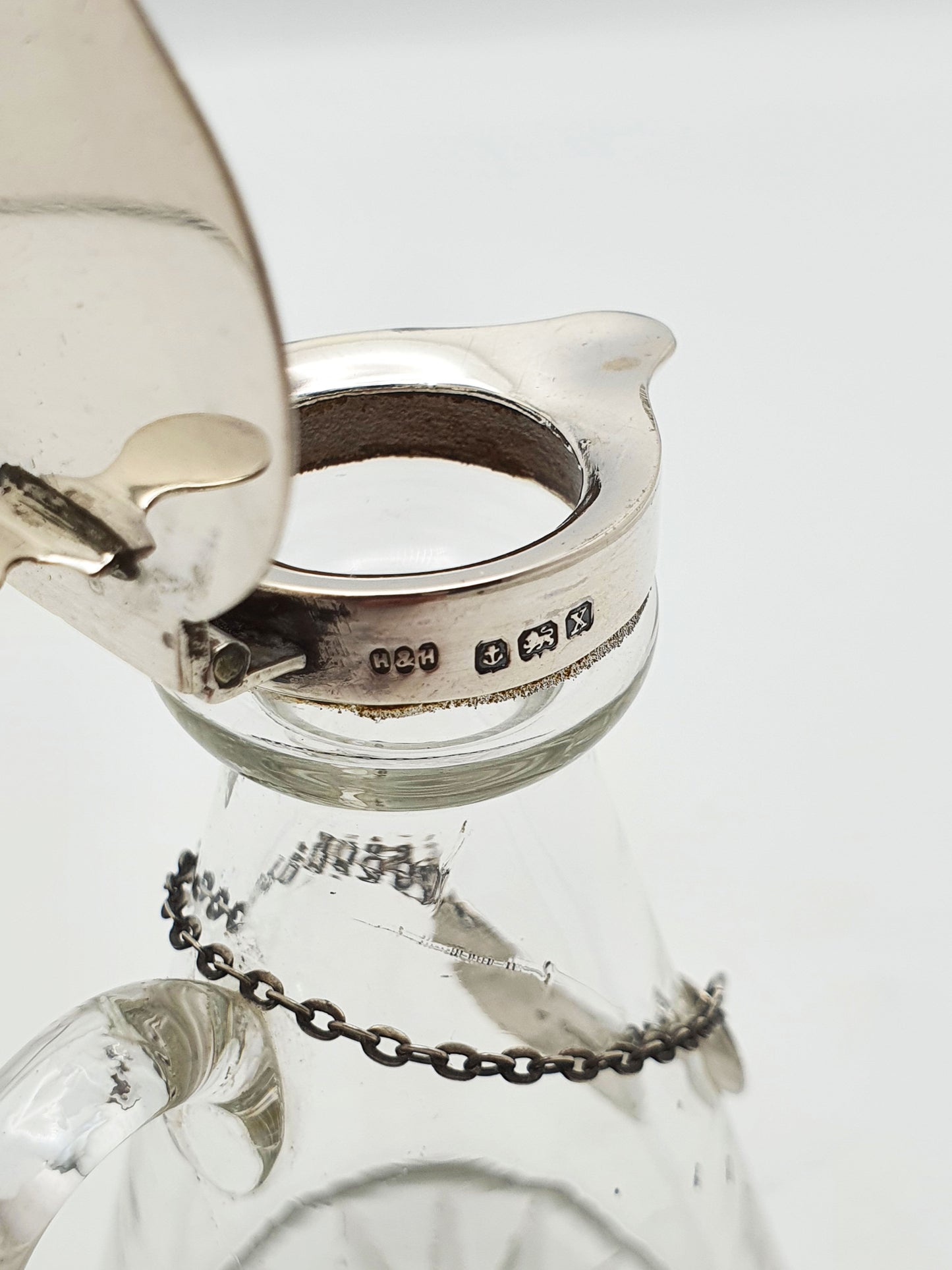 Nice George V Glass Whisky Noggin with Sterling Silver Mount - 1922