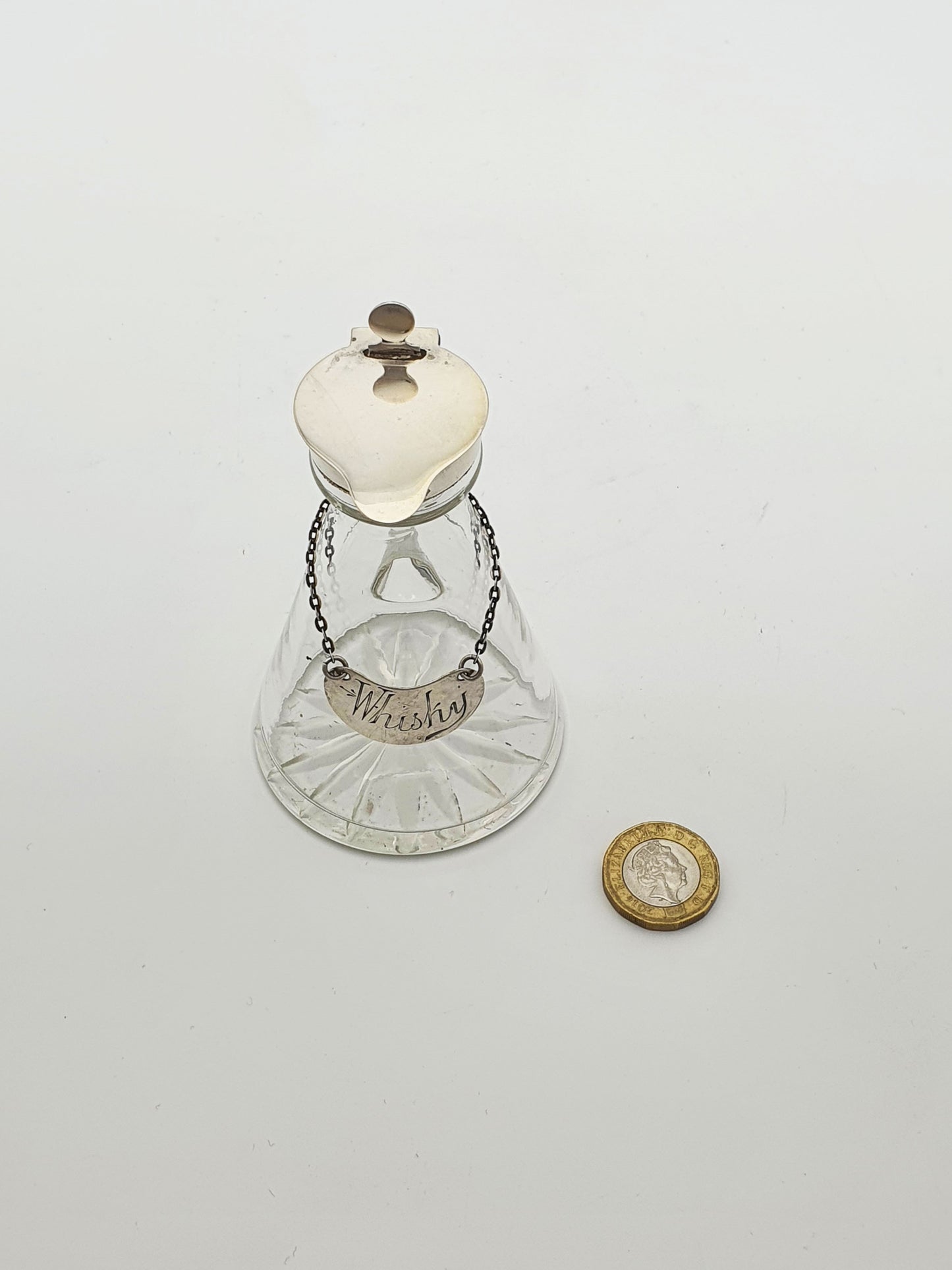 Nice George V Glass Whisky Noggin with Sterling Silver Mount - 1922