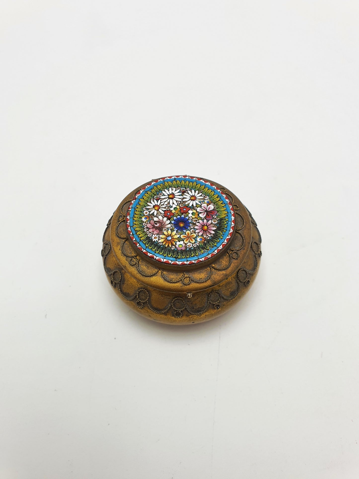Lovely Antique Italian Micro Mosaic Grand Tour Pill Box – circa 1900