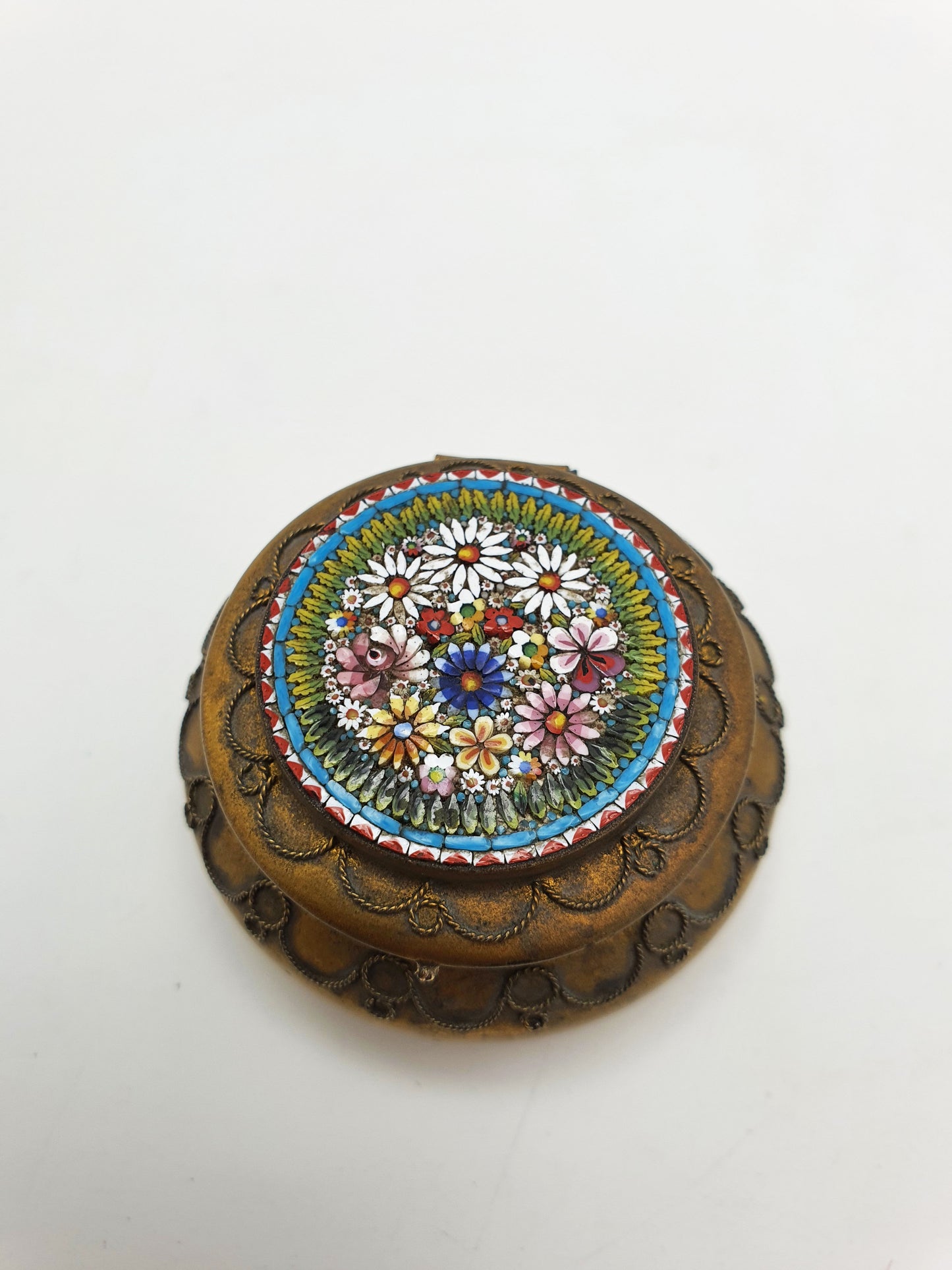Lovely Antique Italian Micro Mosaic Grand Tour Pill Box – circa 1900